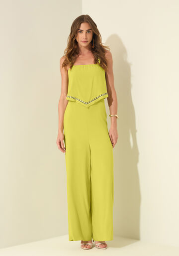 Macacão Longo Com Alças Bordadas E Linho, VERDE GUARANA. Macacão Longo Com Alças Bordadas E Linho, VERDE GUARANA, large.