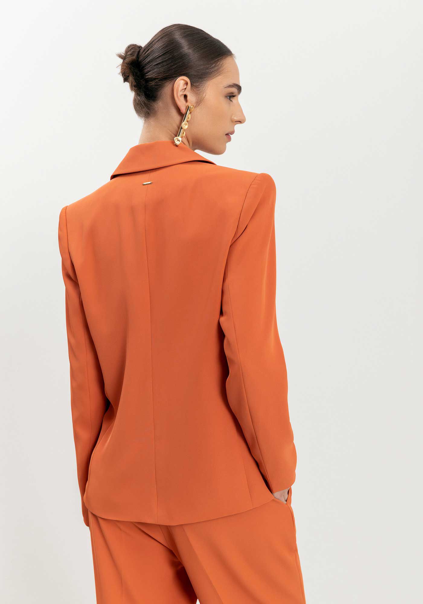 Blazer De Mangas Longas Com Bot&atilde;o E Lapelas, MARROM SANDALWOOD, large.