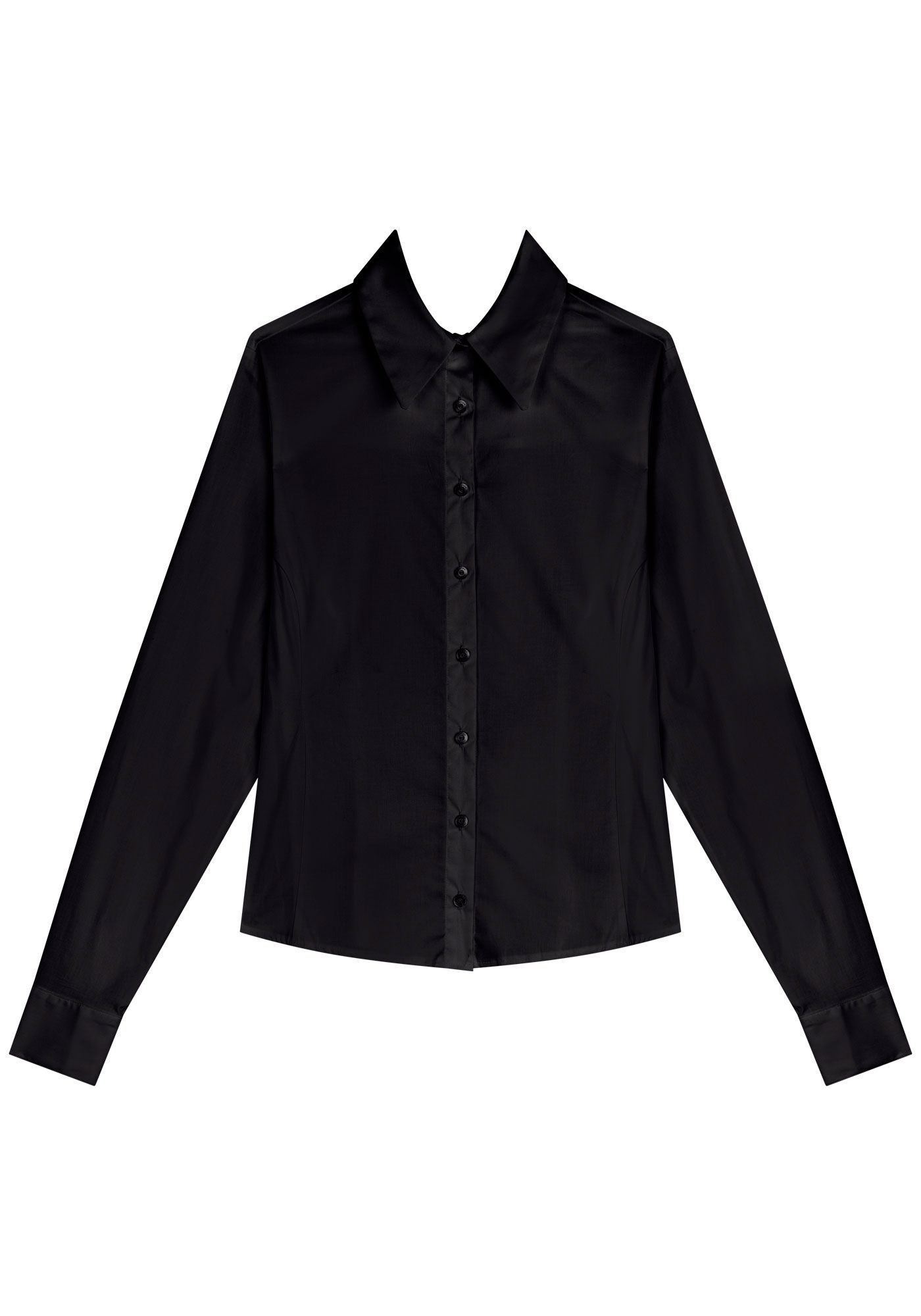 Camisa B&aacute;sica De Mangas Longas Com Barra Arredondada, , large.