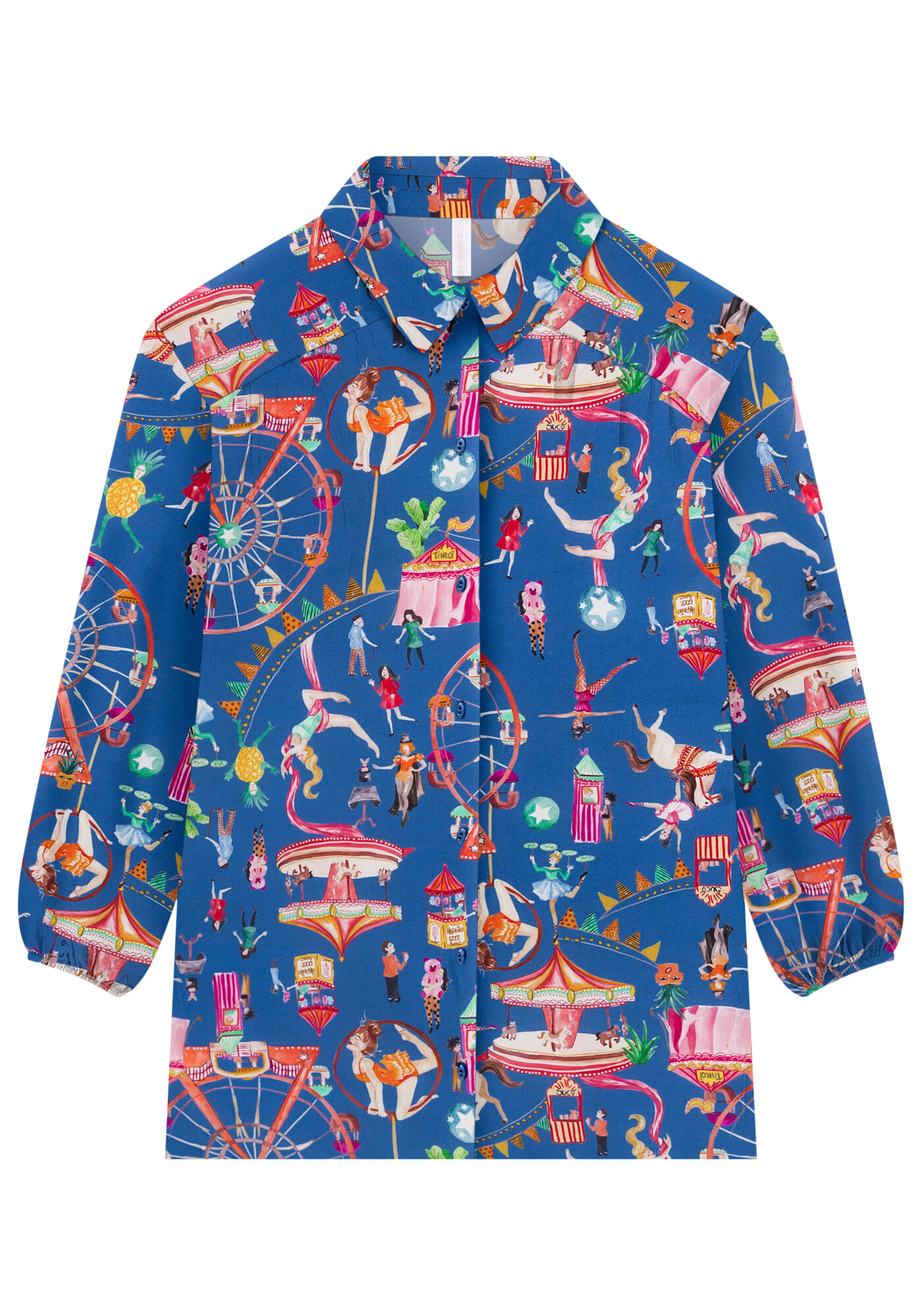 Camisa Ampla em Viscose com Manga Bufante, PARQUE DE DIVERSOES, large.