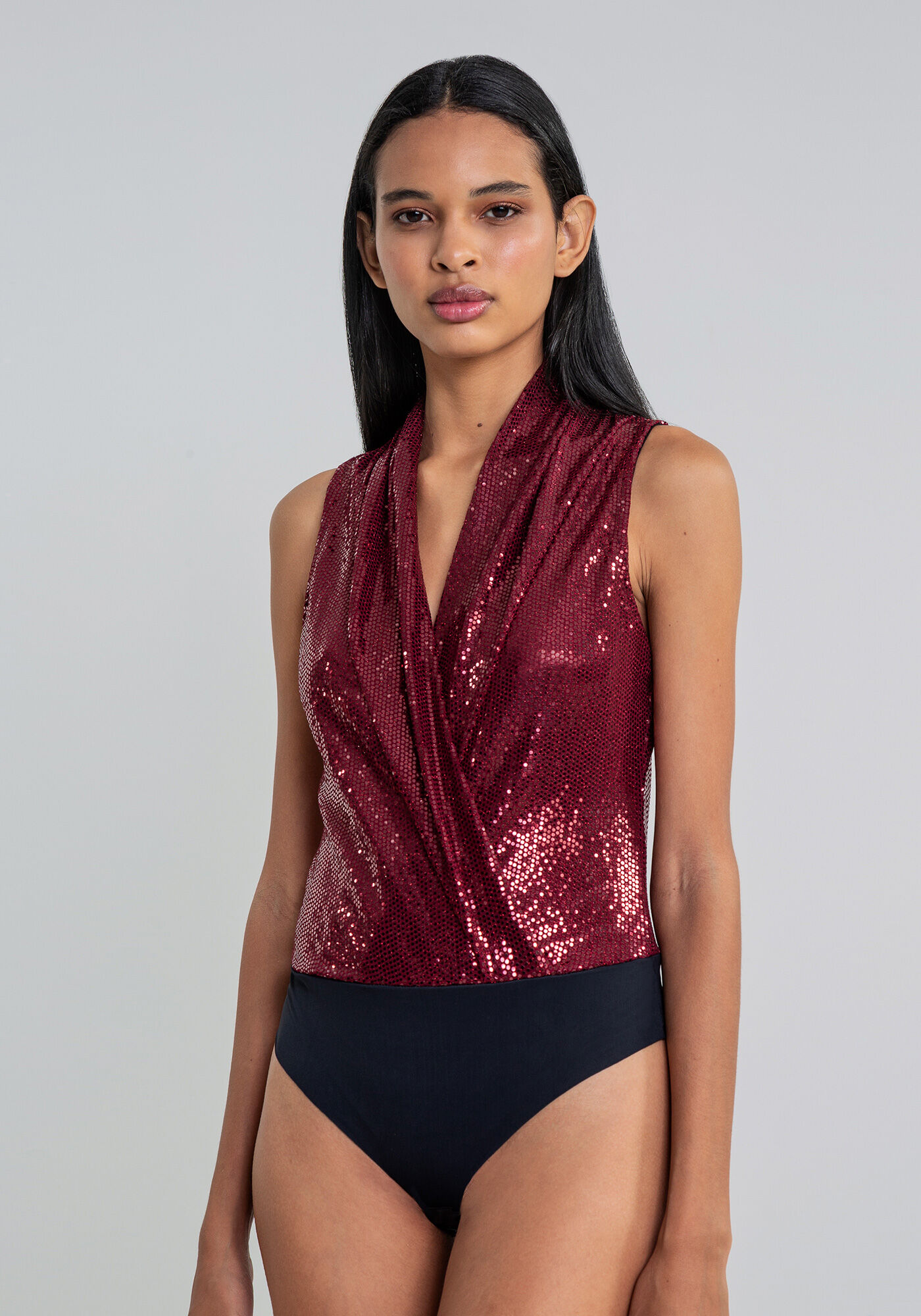 Body Malha Paet&ecirc; Glam Sem Manga, , large.