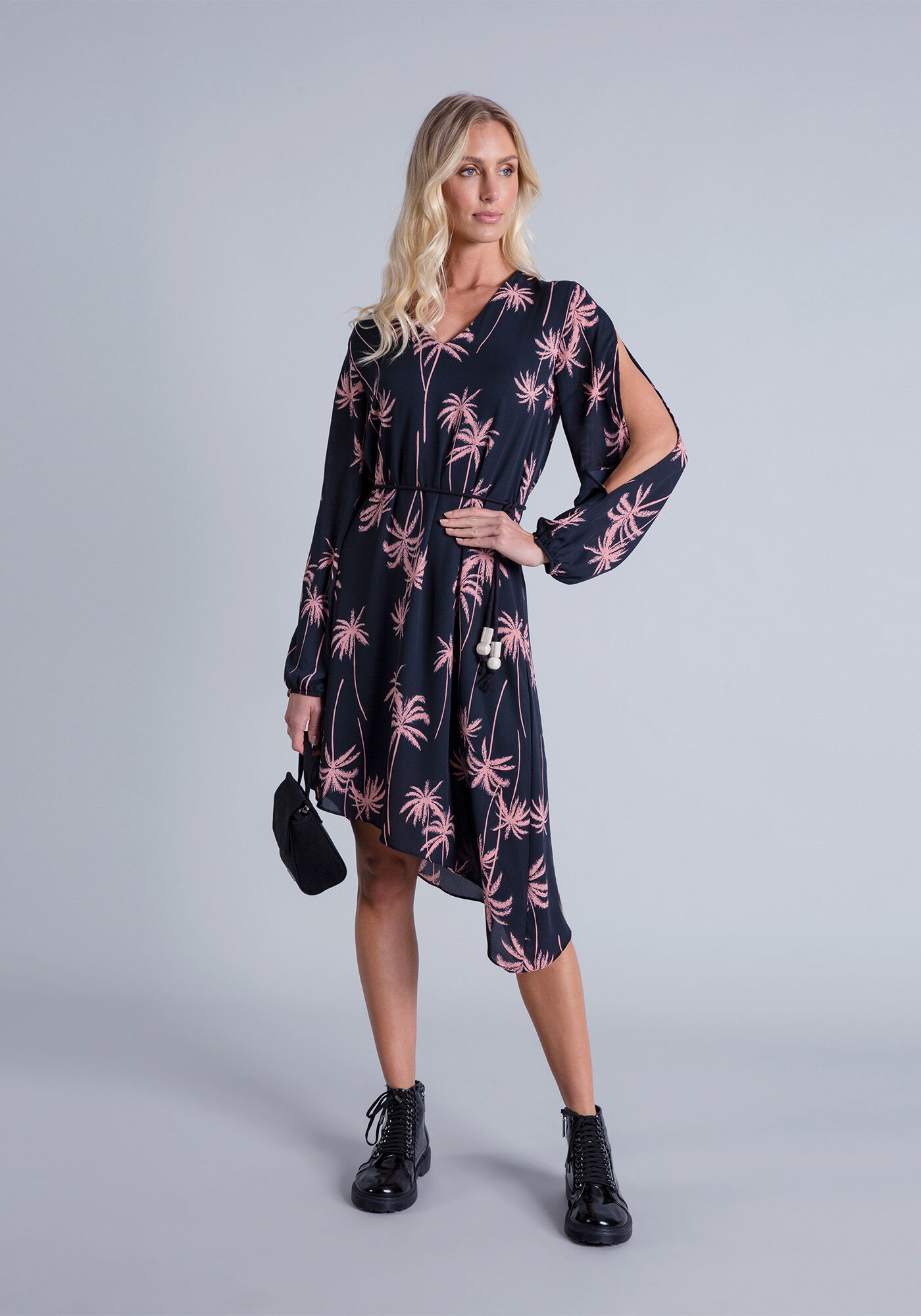 Vestido Midi Assim&eacute;trico Cinto, , large.