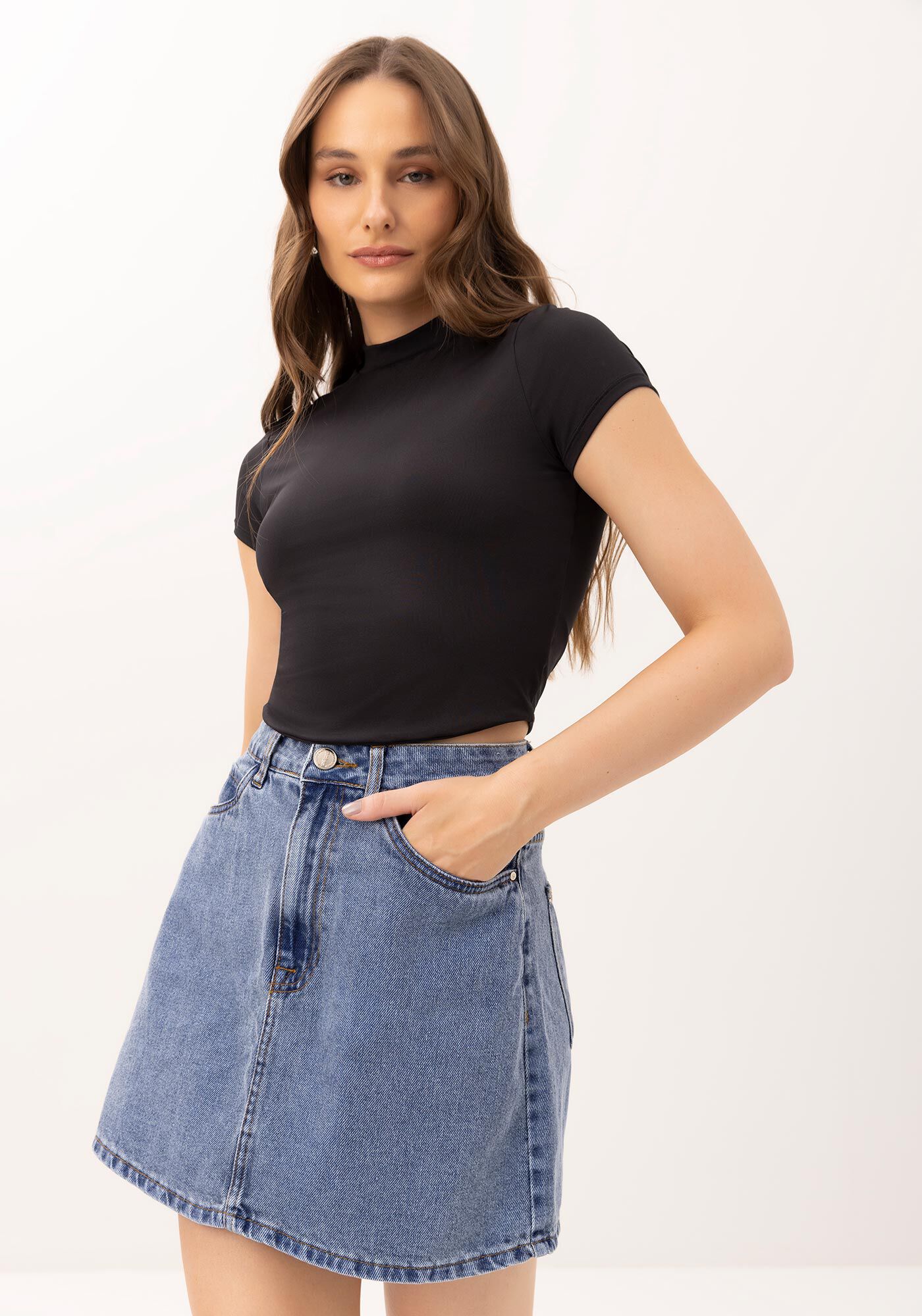 Blusa em Malha Aveludada com Gola Alta, , large.