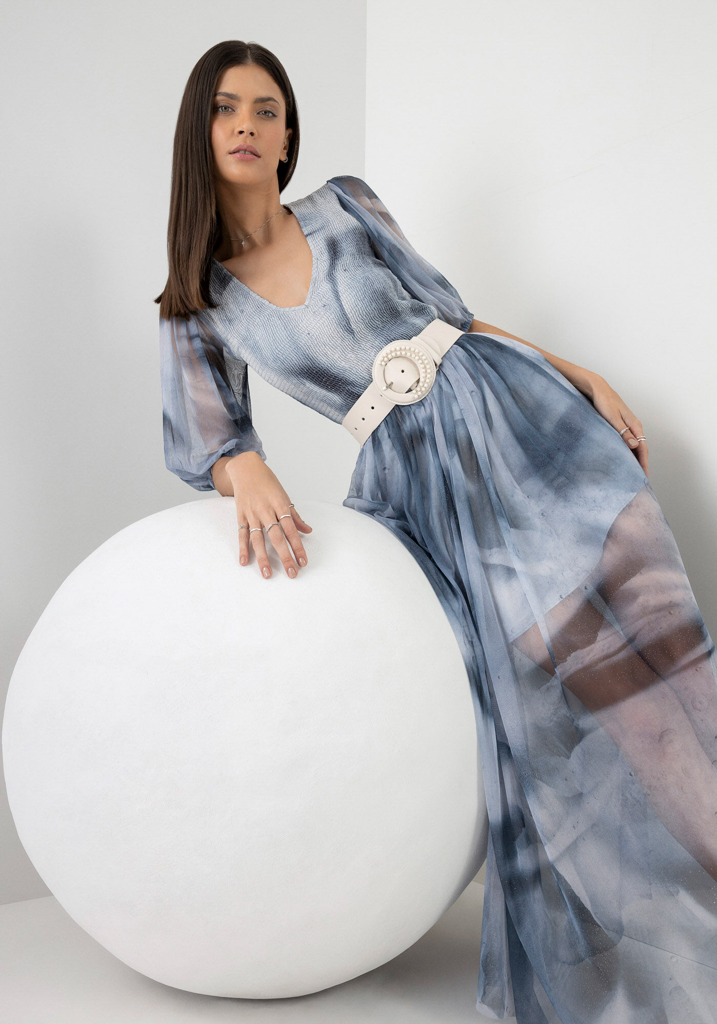 Vestido longo organza sale