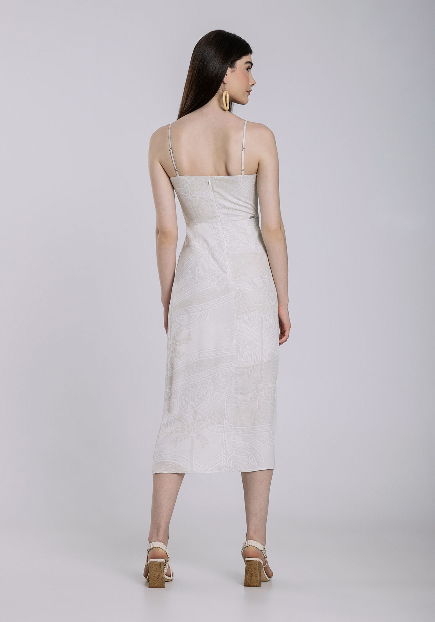 Vestido Midi em Viscose com Sobreposi&ccedil;&atilde;o, RENASCENCA, large.