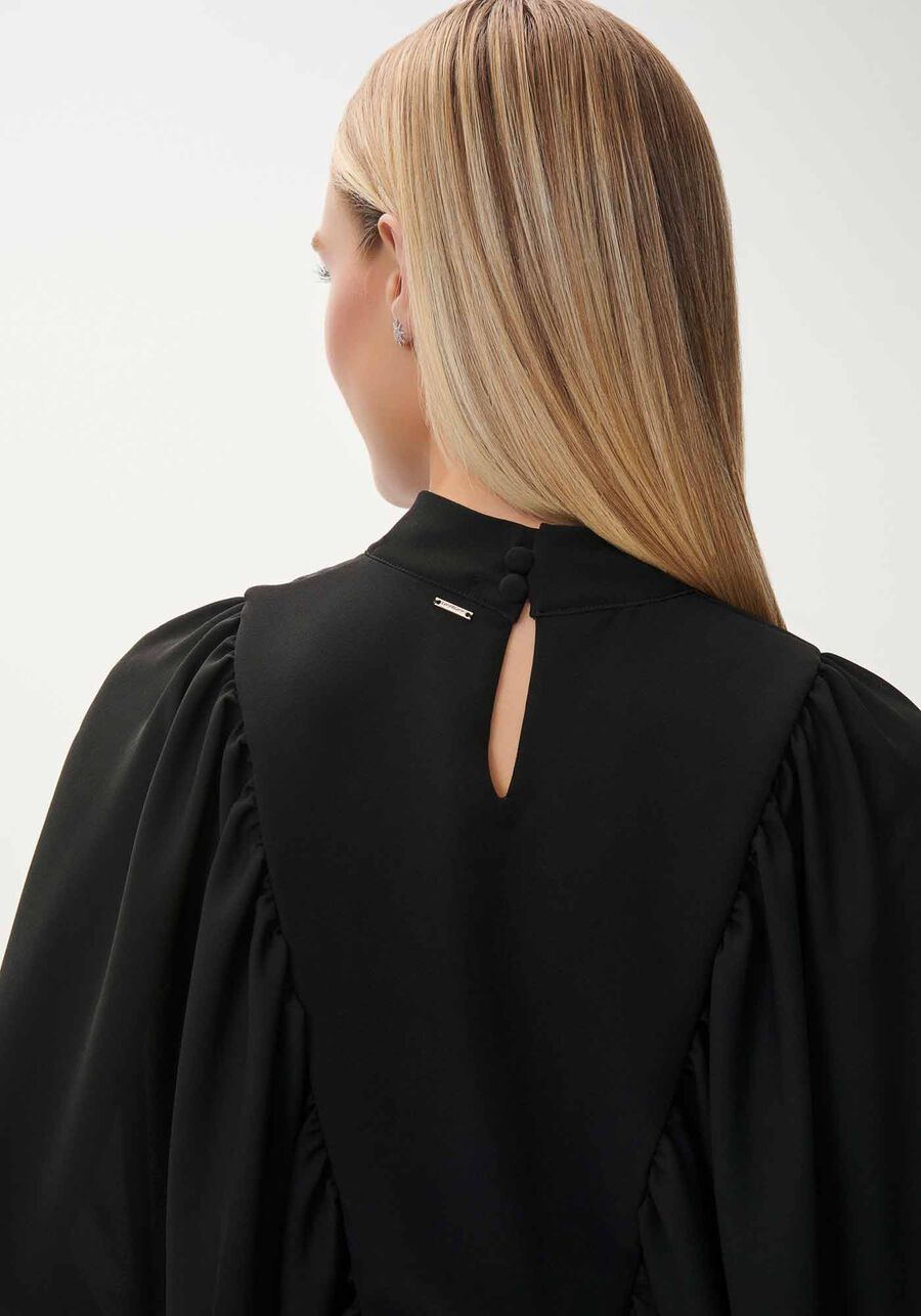 Blusa Franzida com Máxi Manga Longa, . Blusa Franzida com Máxi Manga Longa, , large.