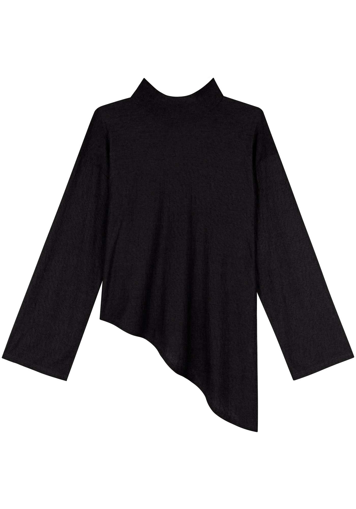 Blusa Assim&eacute;trica De Mangas Longas Em Malha R&uacute;stica, , large.