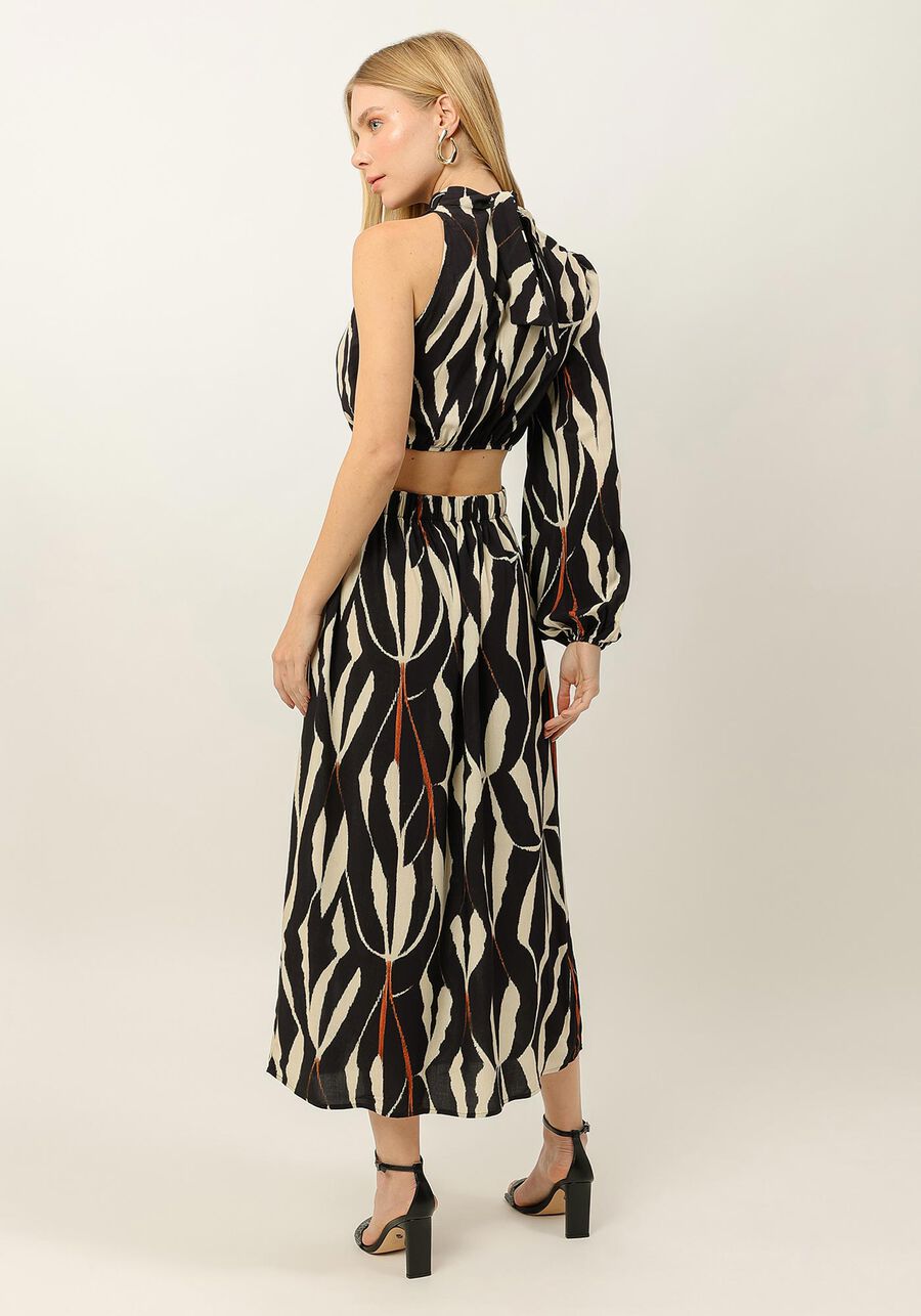 Vestido Midi Estampado em Viscose com Um Ombro Só, . Vestido Midi Estampado em Viscose com Um Ombro Só, , large.
