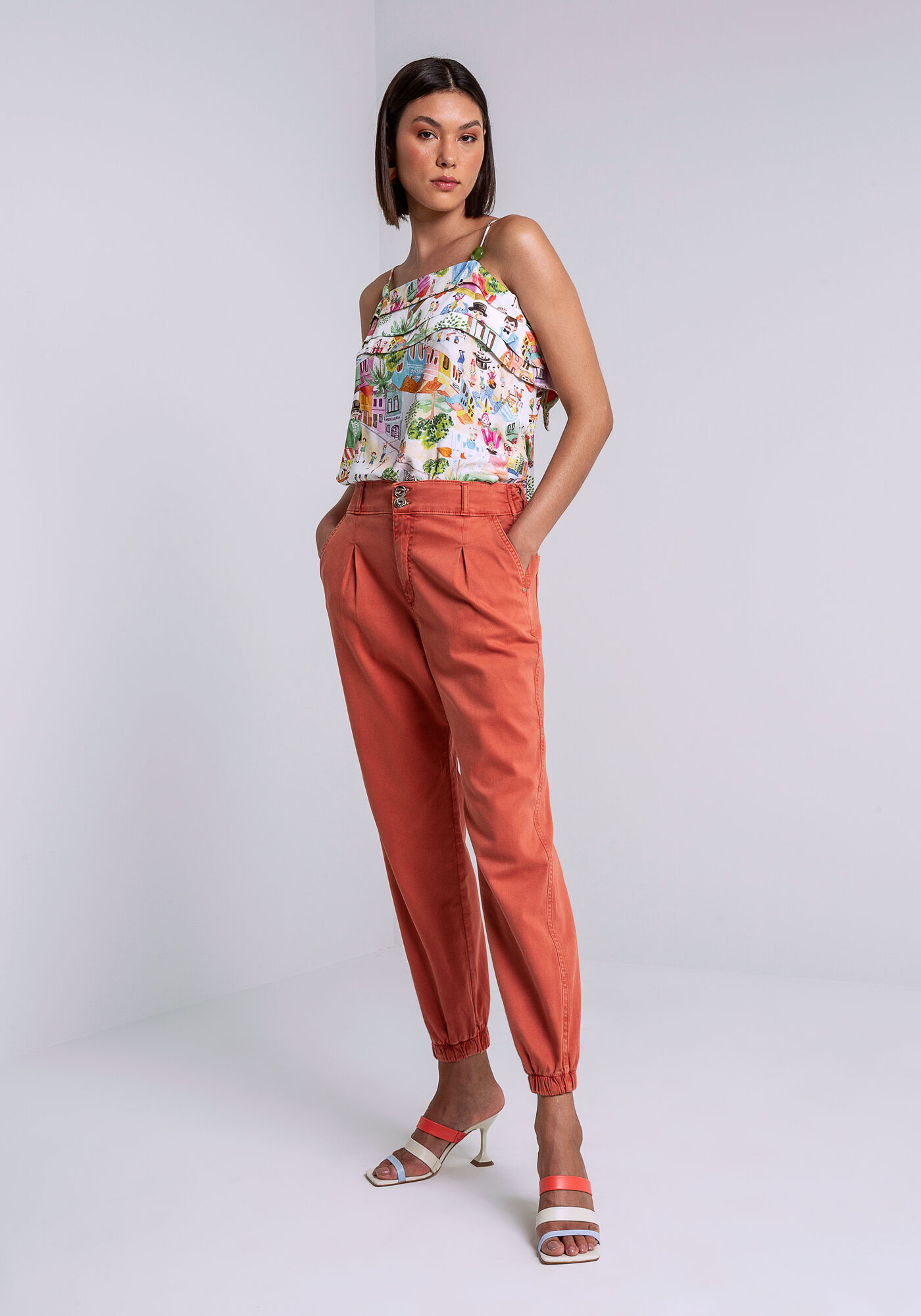 Cal&ccedil;a Sarja Jogging Cropped, LARANJA VERBENA, large.