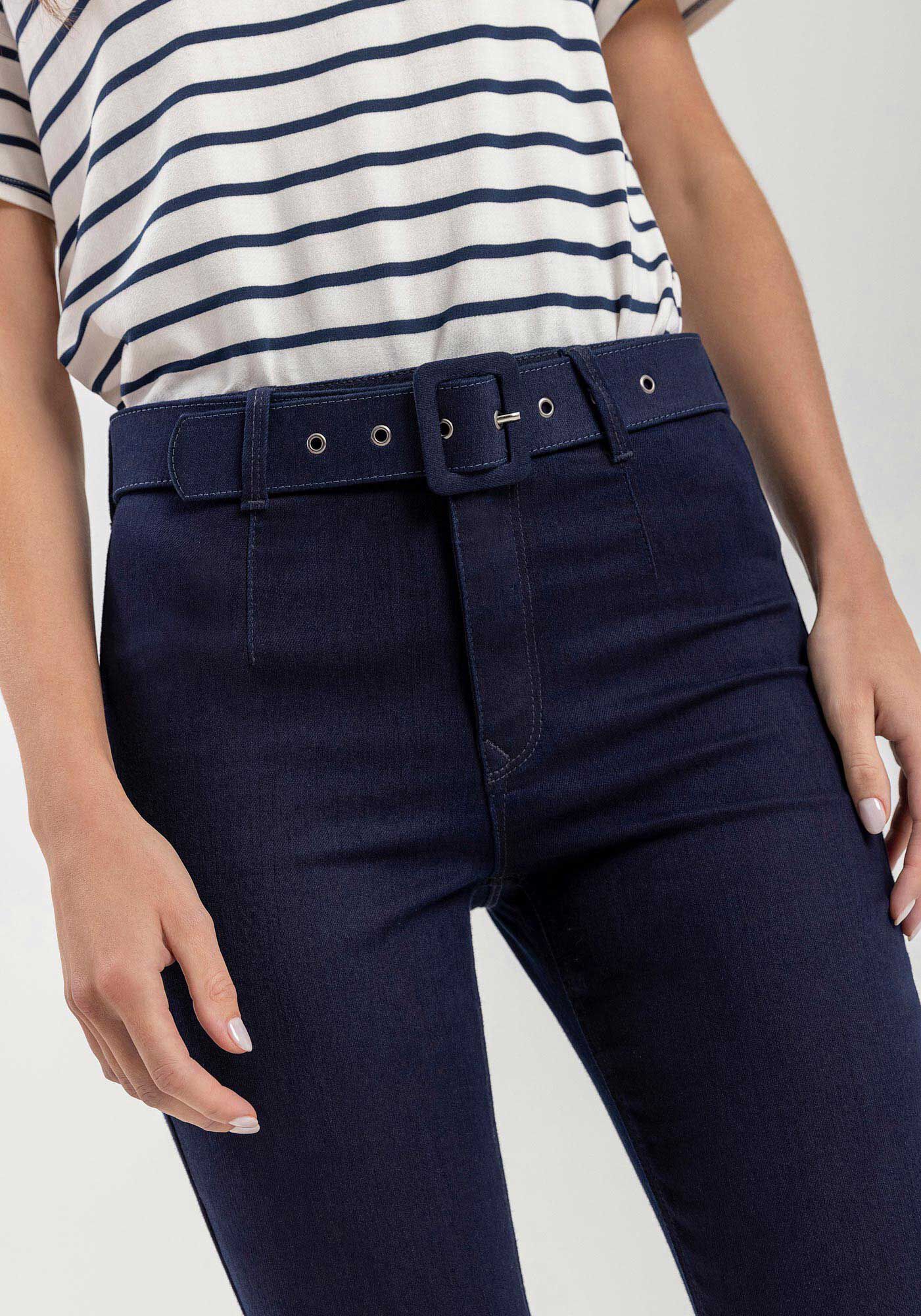 Cal&ccedil;a Jeans Jegging Cropped Com Cinto E Passantes, JEANS, large.