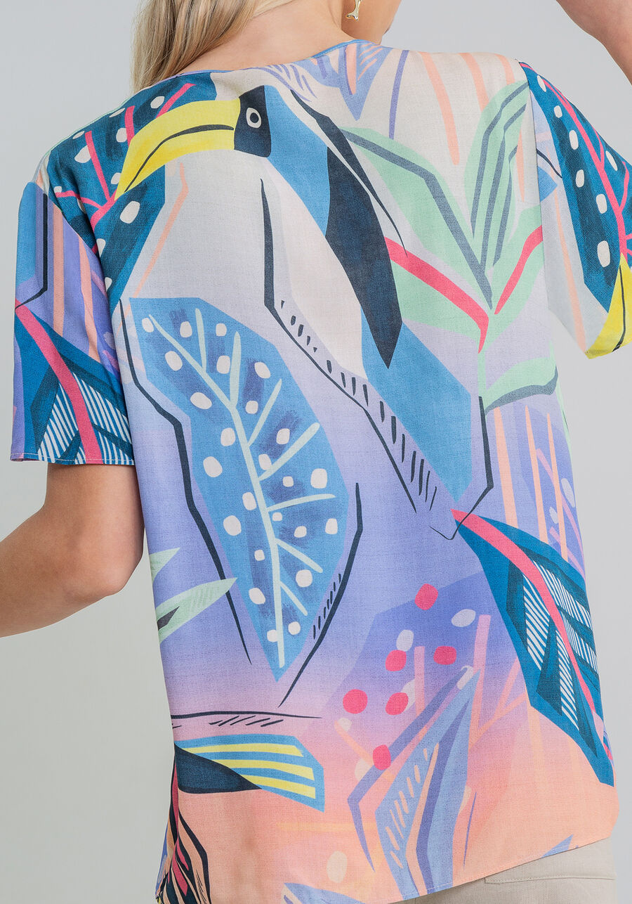Blusa Decote V Estampa Agata, . Blusa Decote V Estampa Agata, , large.
