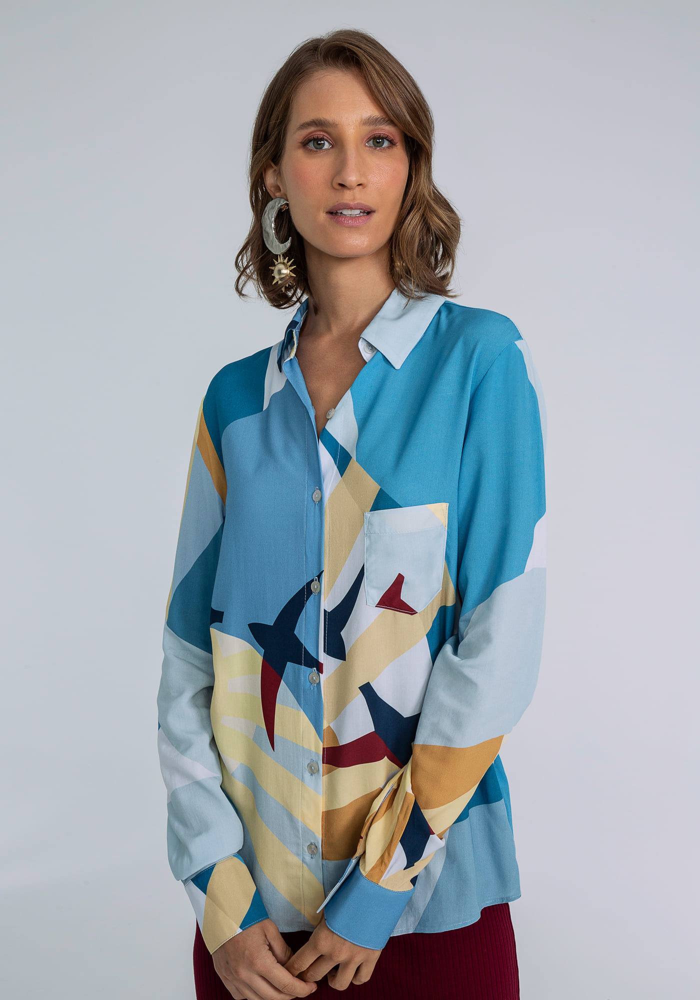 Camisa Manga Longa com Gola Estampa, MIGRACAO, large.