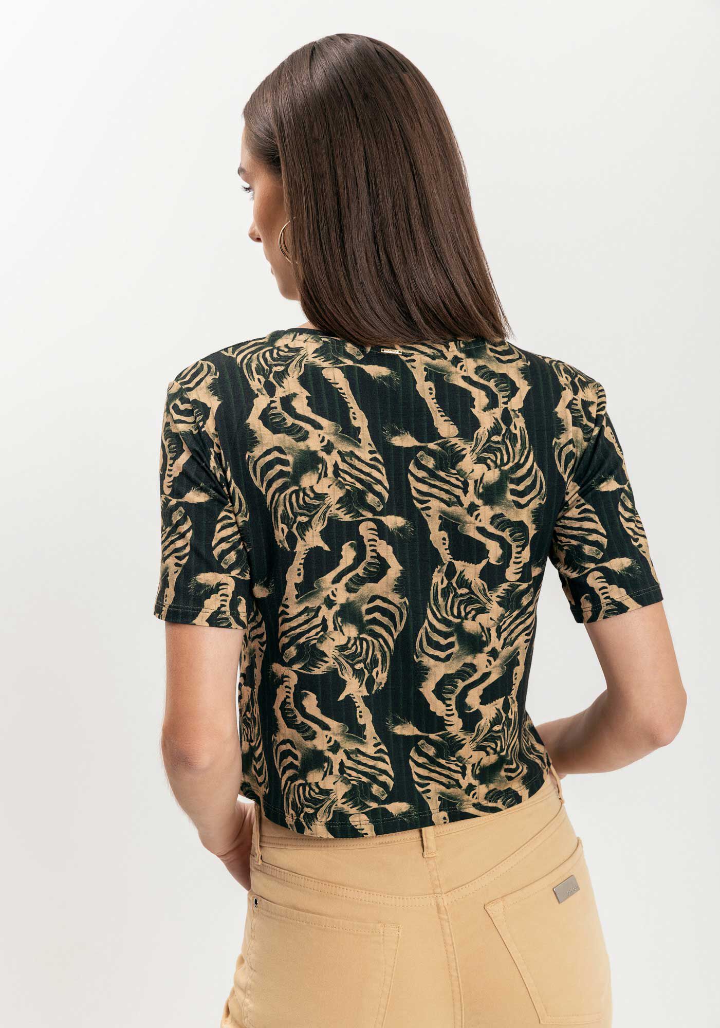 Blusa Curta Estampada Em Malha De Viscose Respons&aacute;vel, , large.