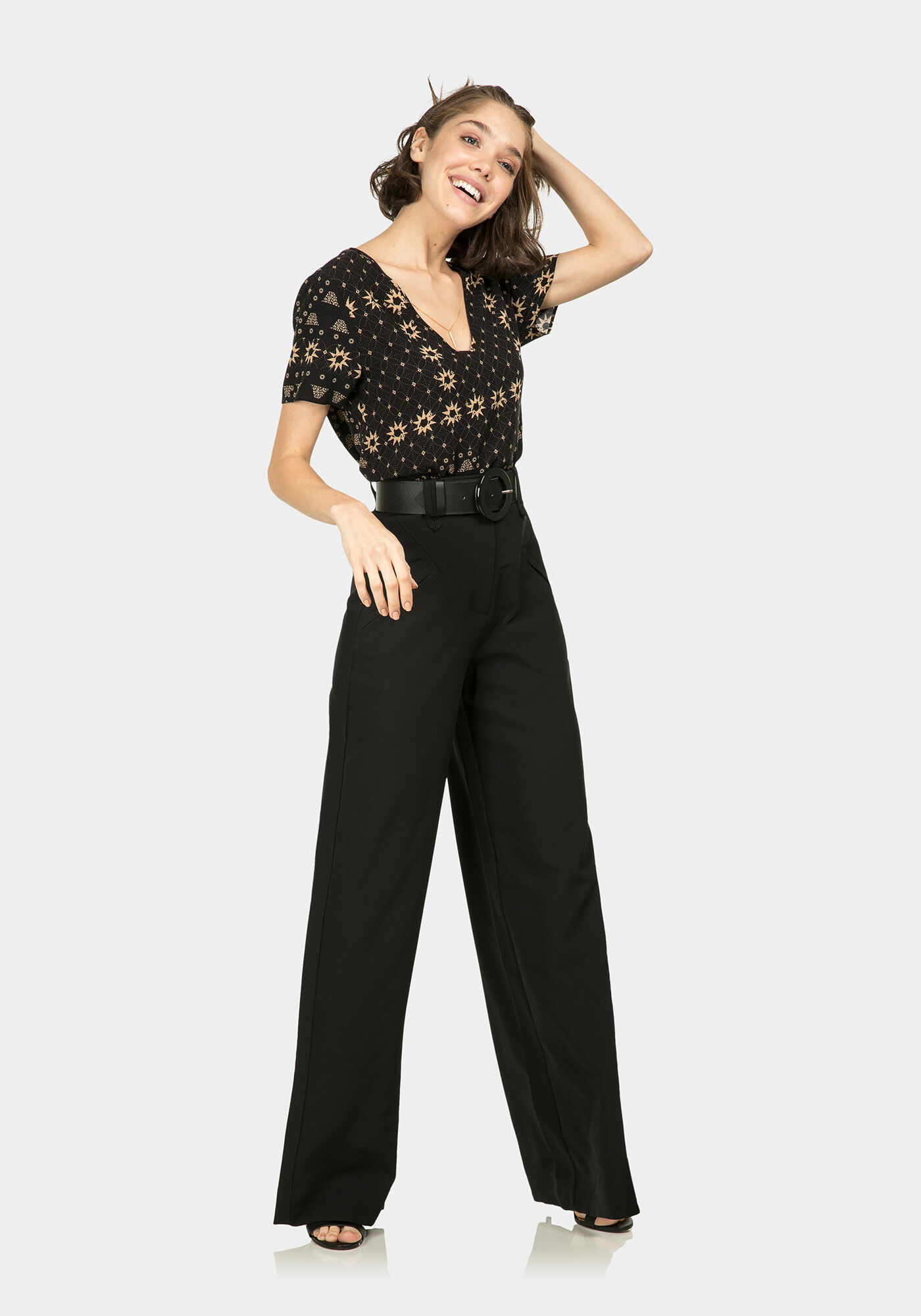 Cal&ccedil;a Estilo Alfaiataria Cintura Alta, , large.