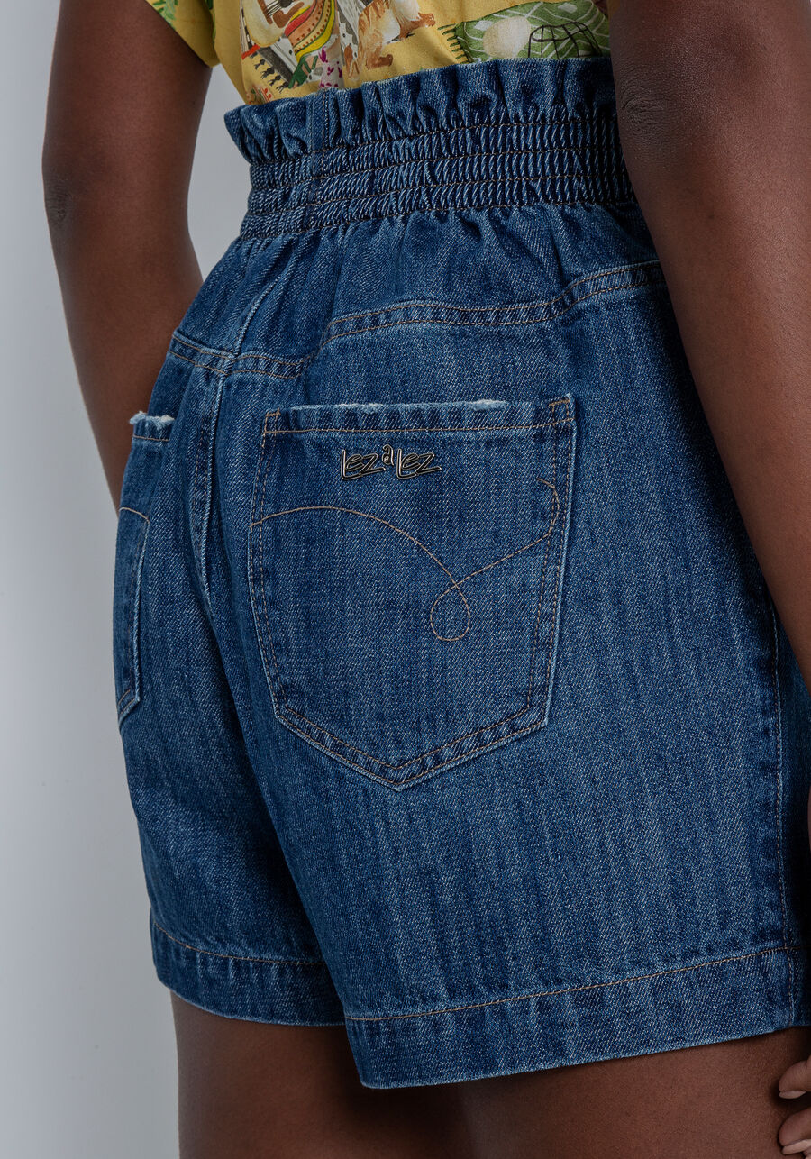 Shorts Jeans Califórnia Super Alto com Elástico, JEANS, large.