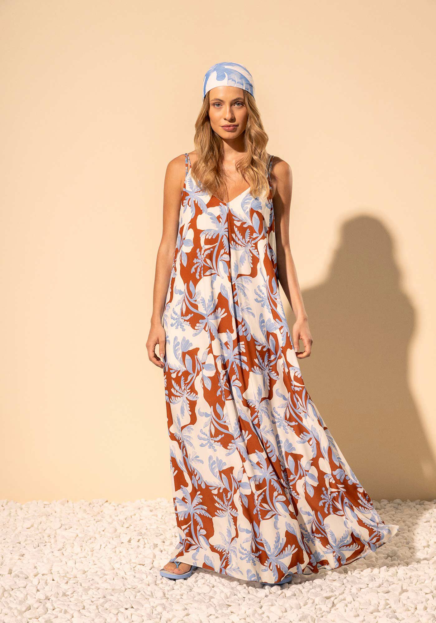 Vestido Longo Fluido Estampado Sa&iacute;da De Praia, , large.