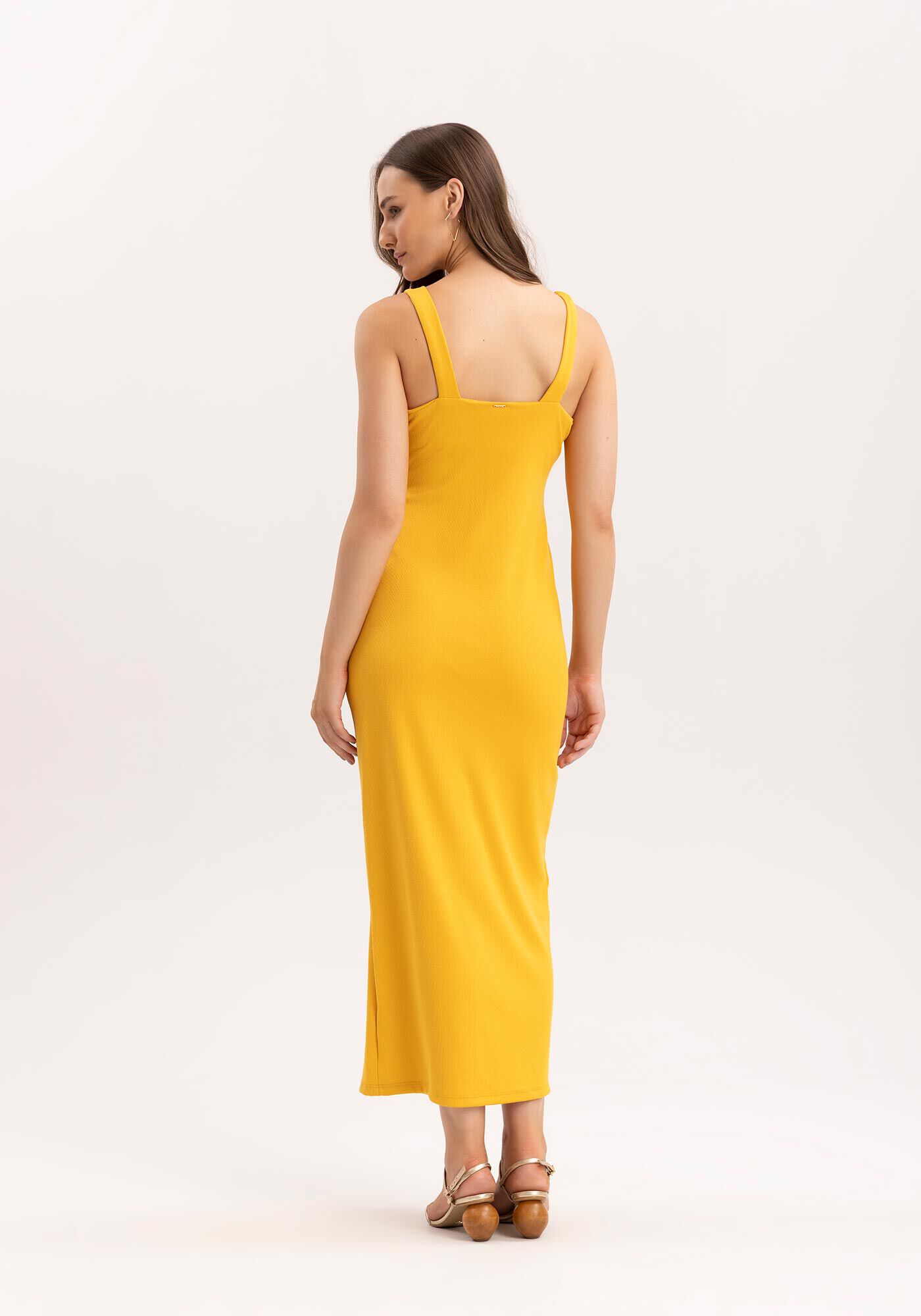 Vestido Midi em Malha com Detalhe Metal Al&ccedil;as, , large.