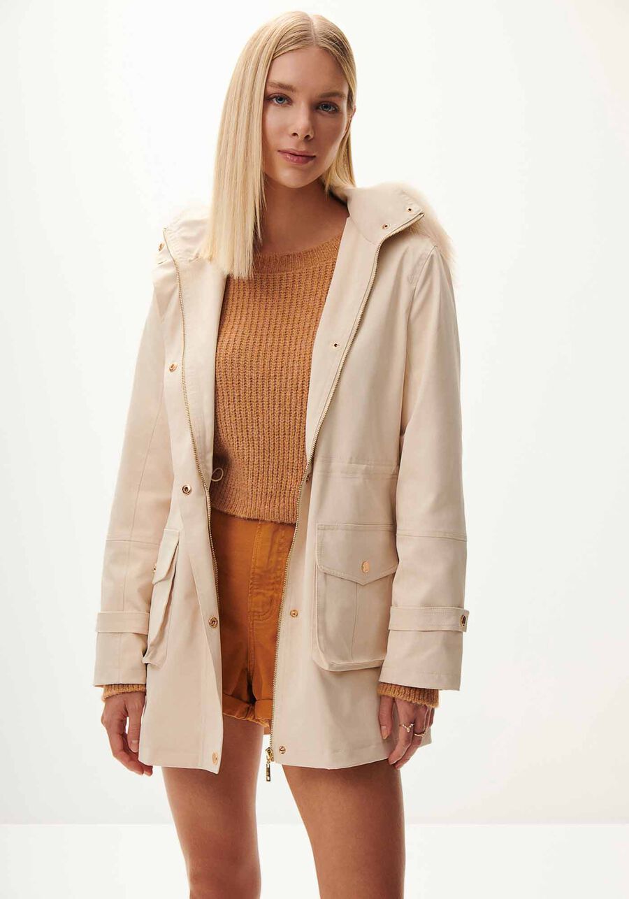 Casaco Alongado com Capuz Removível Pelo, . Casaco Alongado com Capuz Removível Pelo, , large.