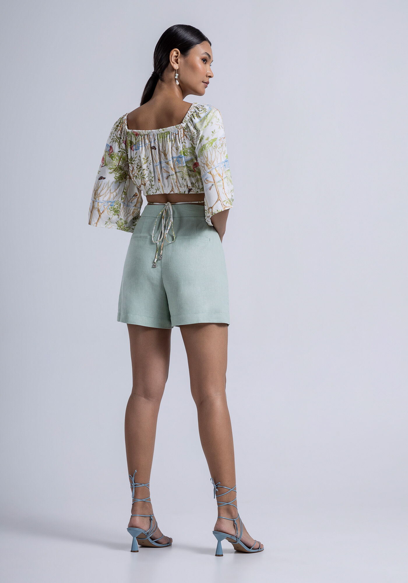 Blusa Estampada em Viscose com Amarra&ccedil;&atilde;o, , large.