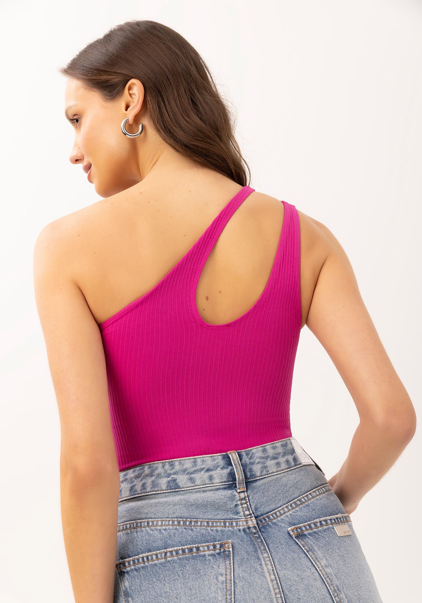 Blusa Cropped Seamless Um Ombro S&oacute; com Cut, , large.