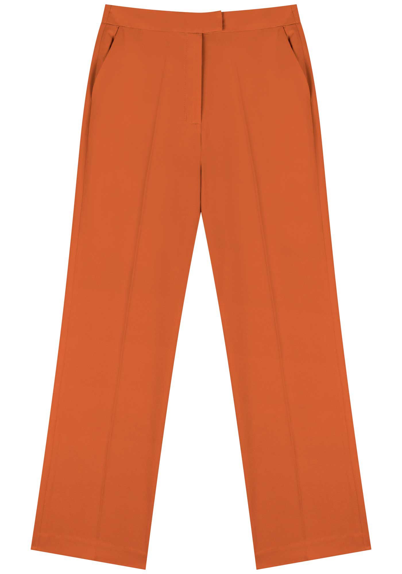 Cal&ccedil;a Reta De Cintura M&eacute;dia Com Bolsos, , large.