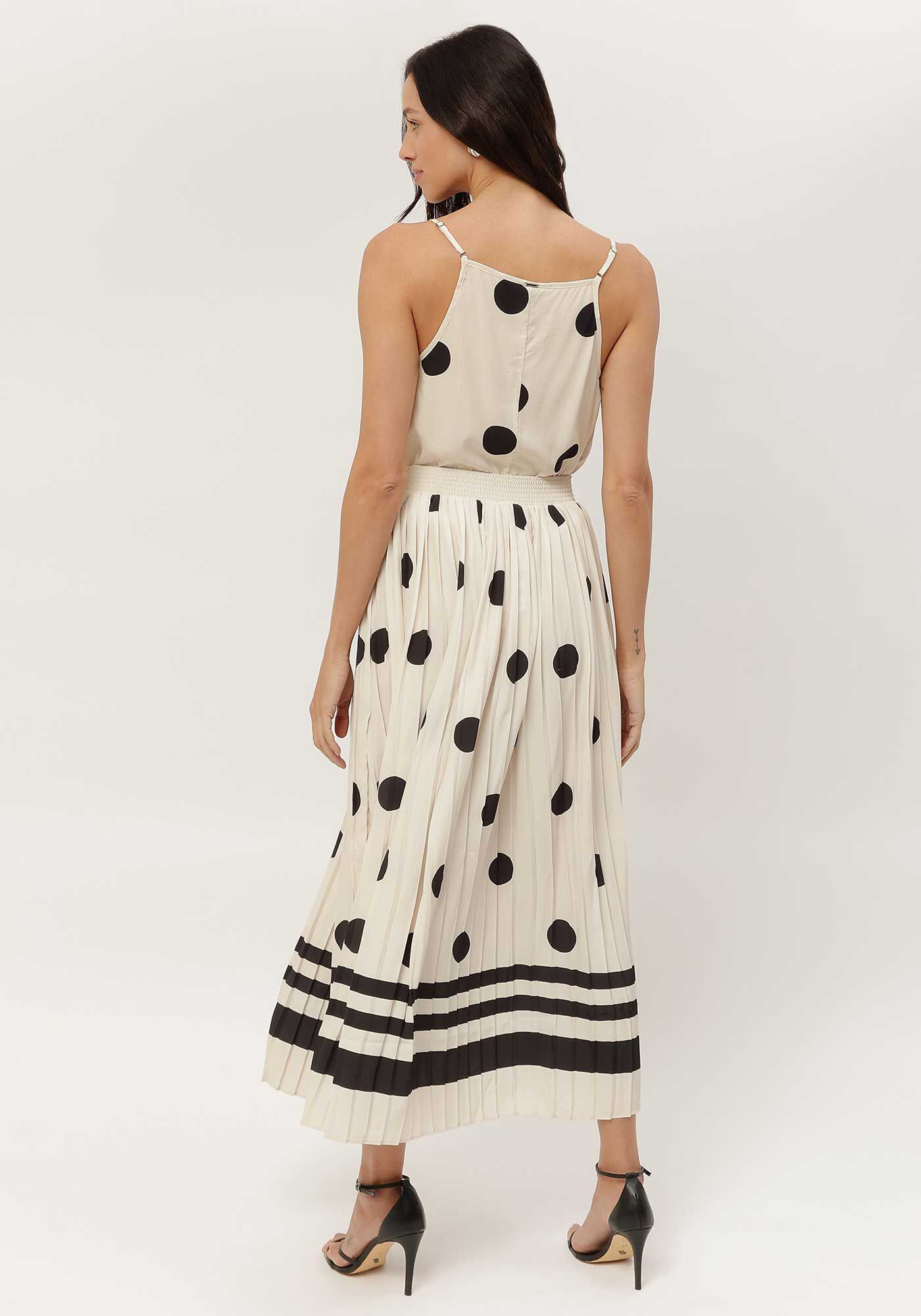 Saia Midi Plissada Estampada com Cintura Alta, , large.