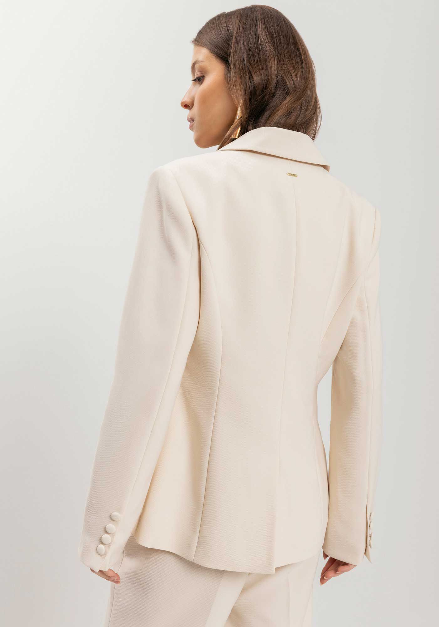 Blazer De Mangas Longas Com Lapelas E Bot&atilde;o, BEGE ALHAMBRA, large.