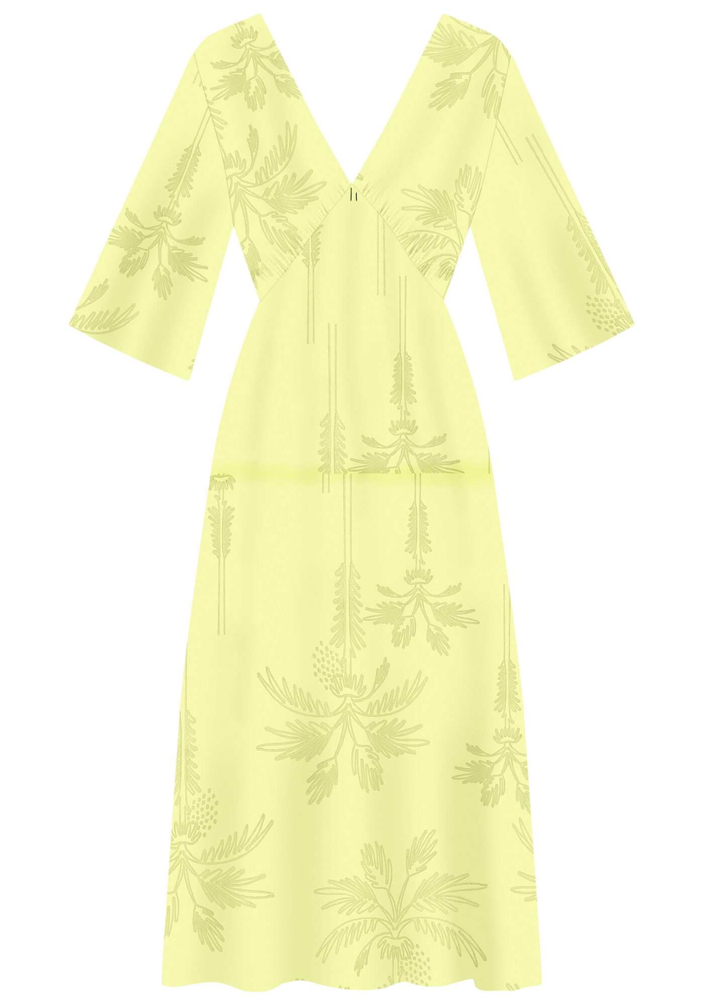 Vestido Midi em Viscose com Mangas 3/4 Amplas, DENDE, large.