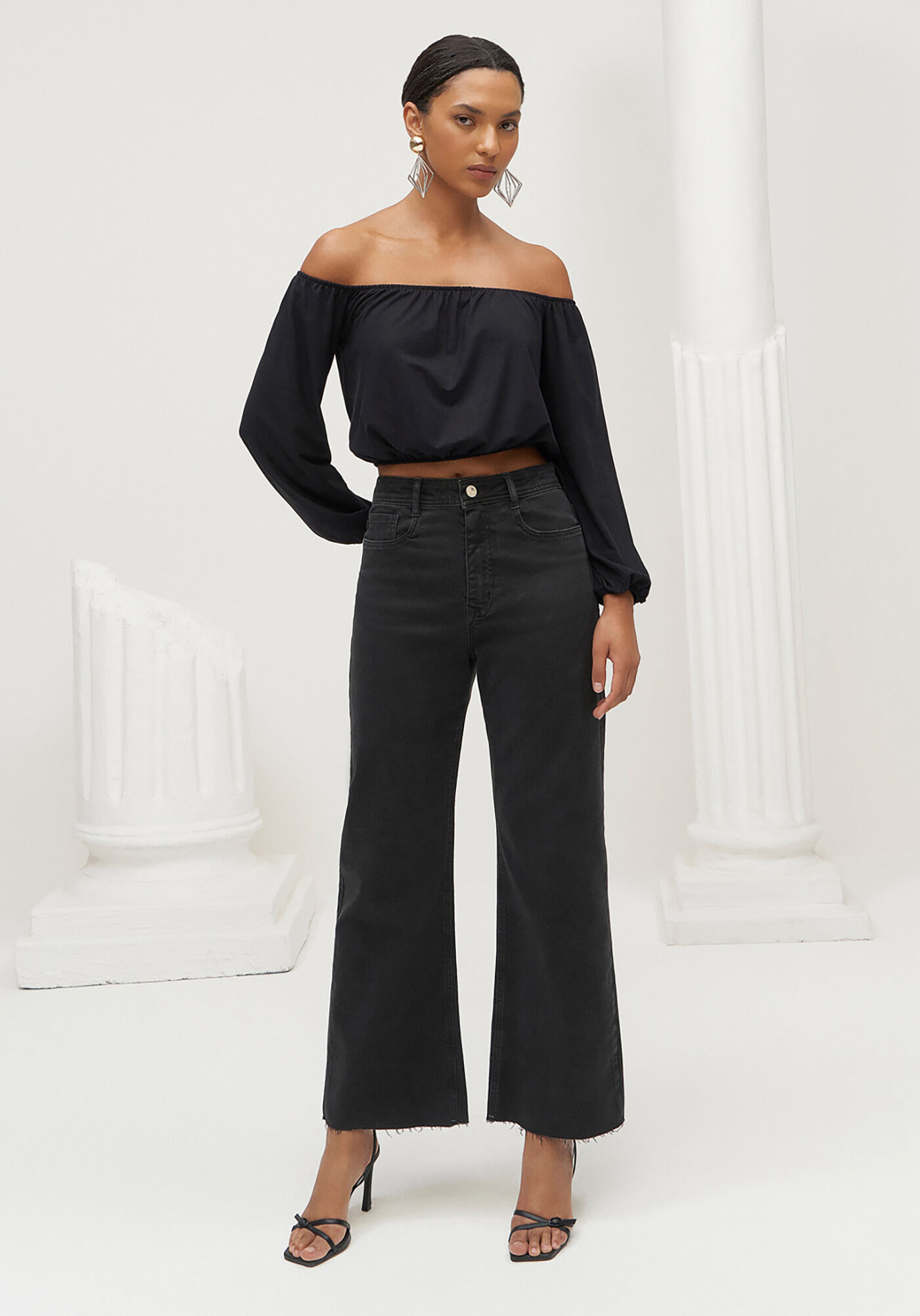 Cal&ccedil;a Sarja Wide Leg Comfort Cropped Super Alta, , large.