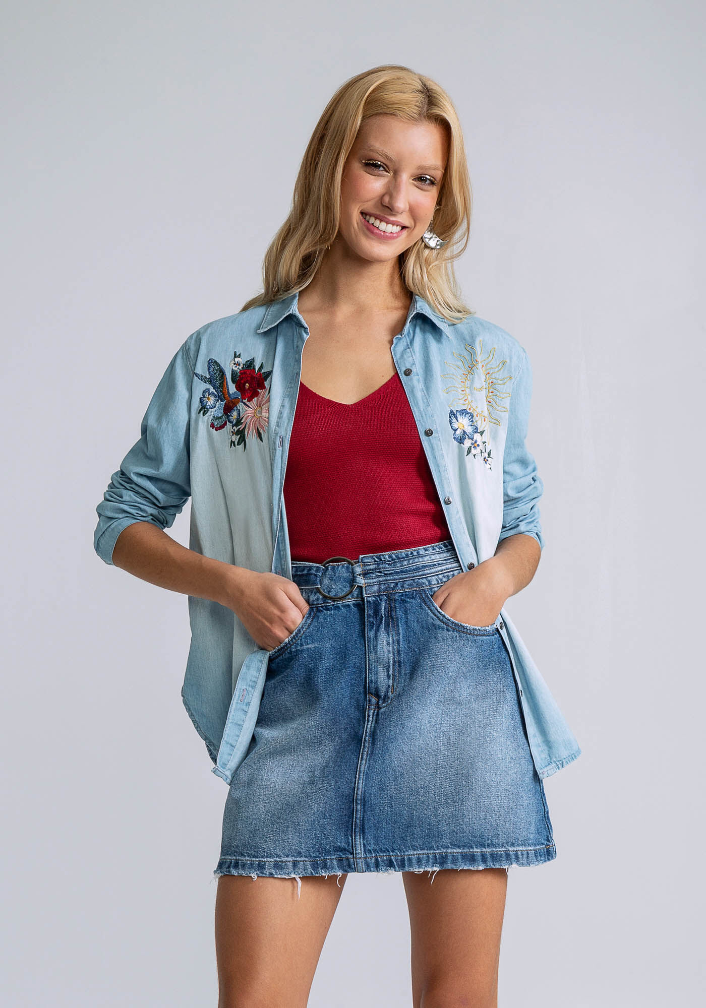 Blusa Decote V Tric&ocirc;, , large.