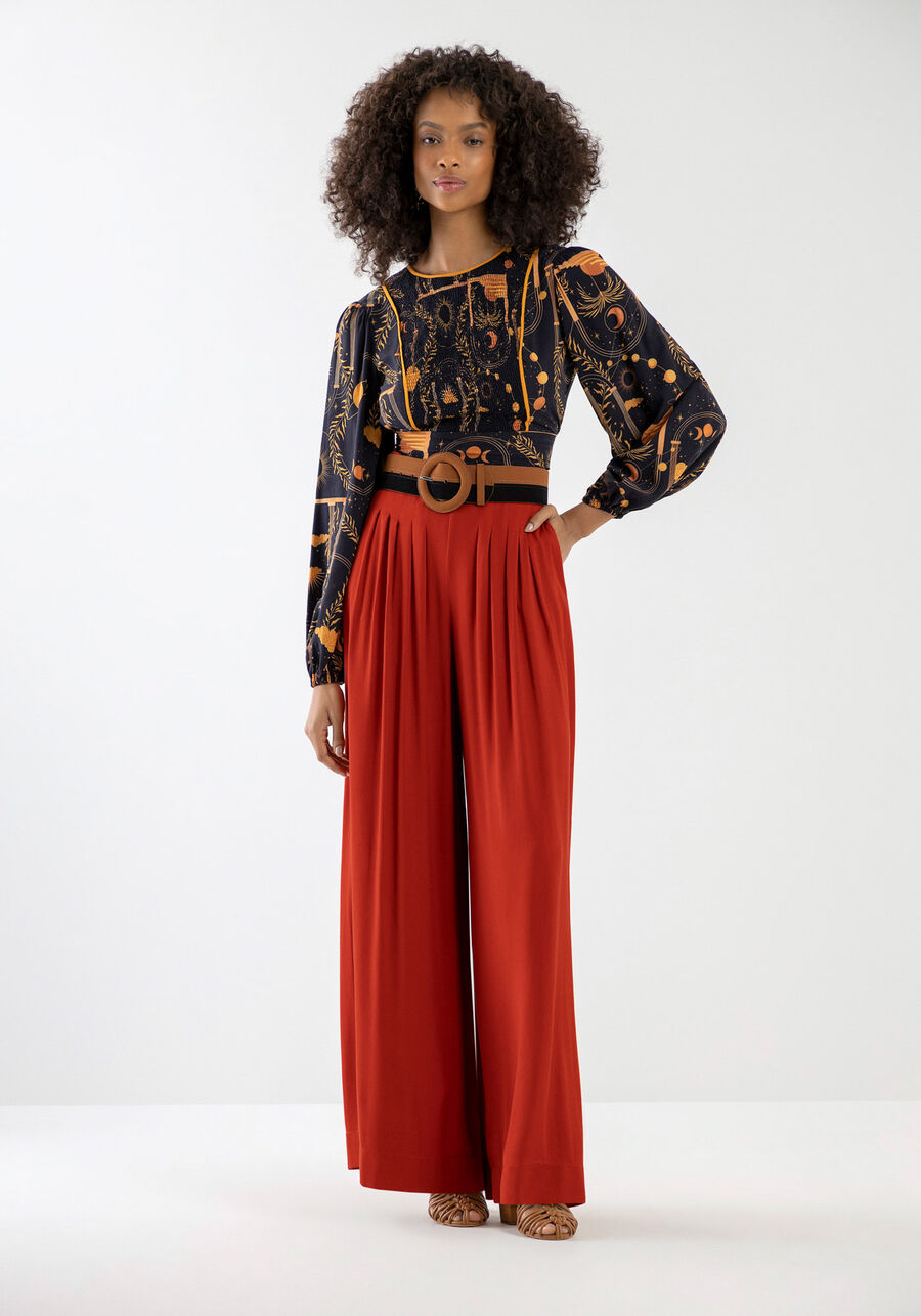 Calça Pantalona Máxi em Viscose com Cintura Alta, . Calça Pantalona Máxi em Viscose com Cintura Alta, , large.