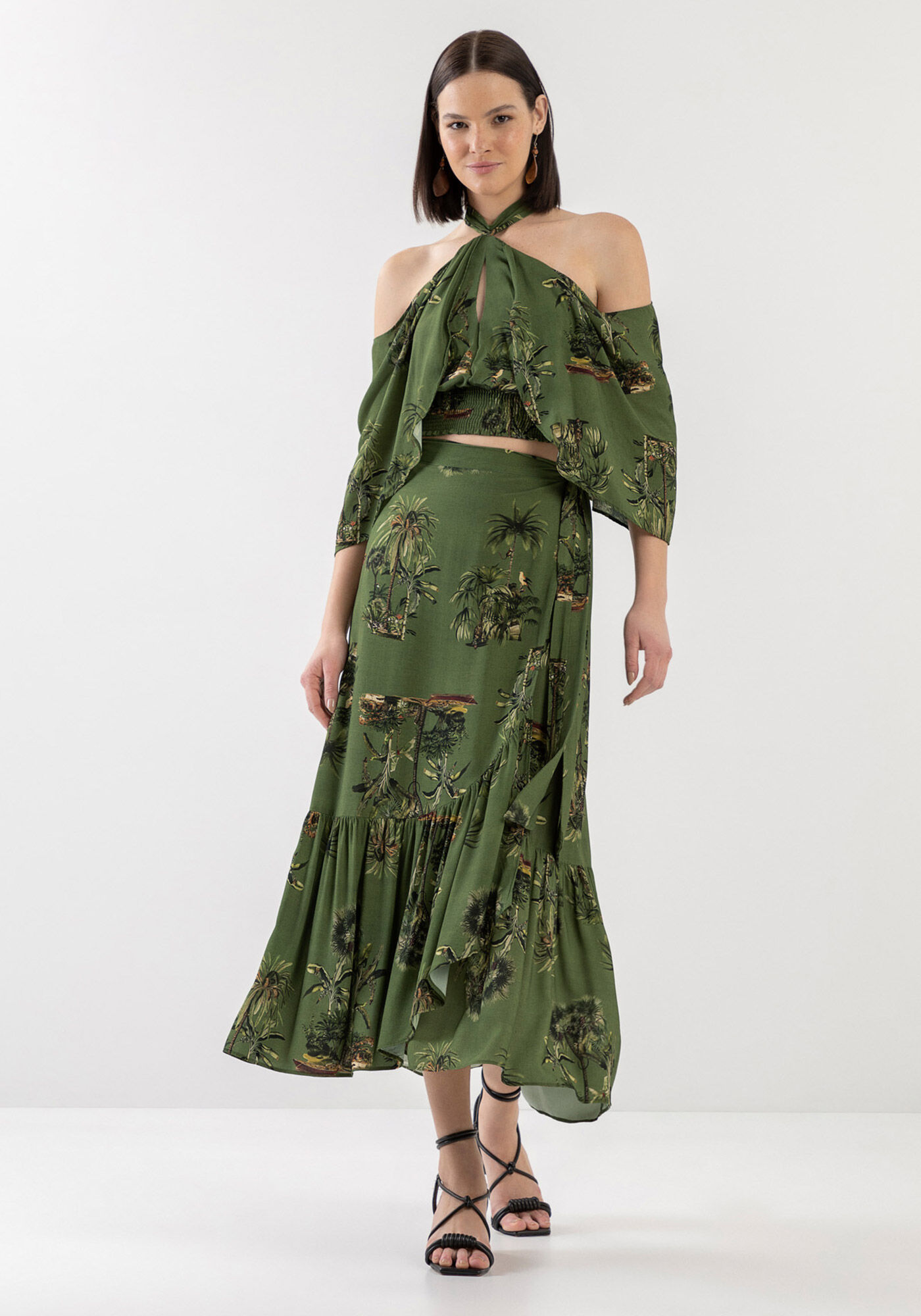 Blusa Estampada em Viscose com M&aacute;xi Mangas, , large.