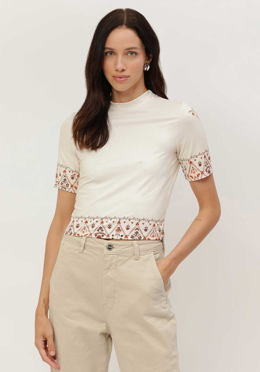 Blusa em Malha Aveludada com Detalhe Estampa, . Blusa em Malha Aveludada com Detalhe Estampa, , large.