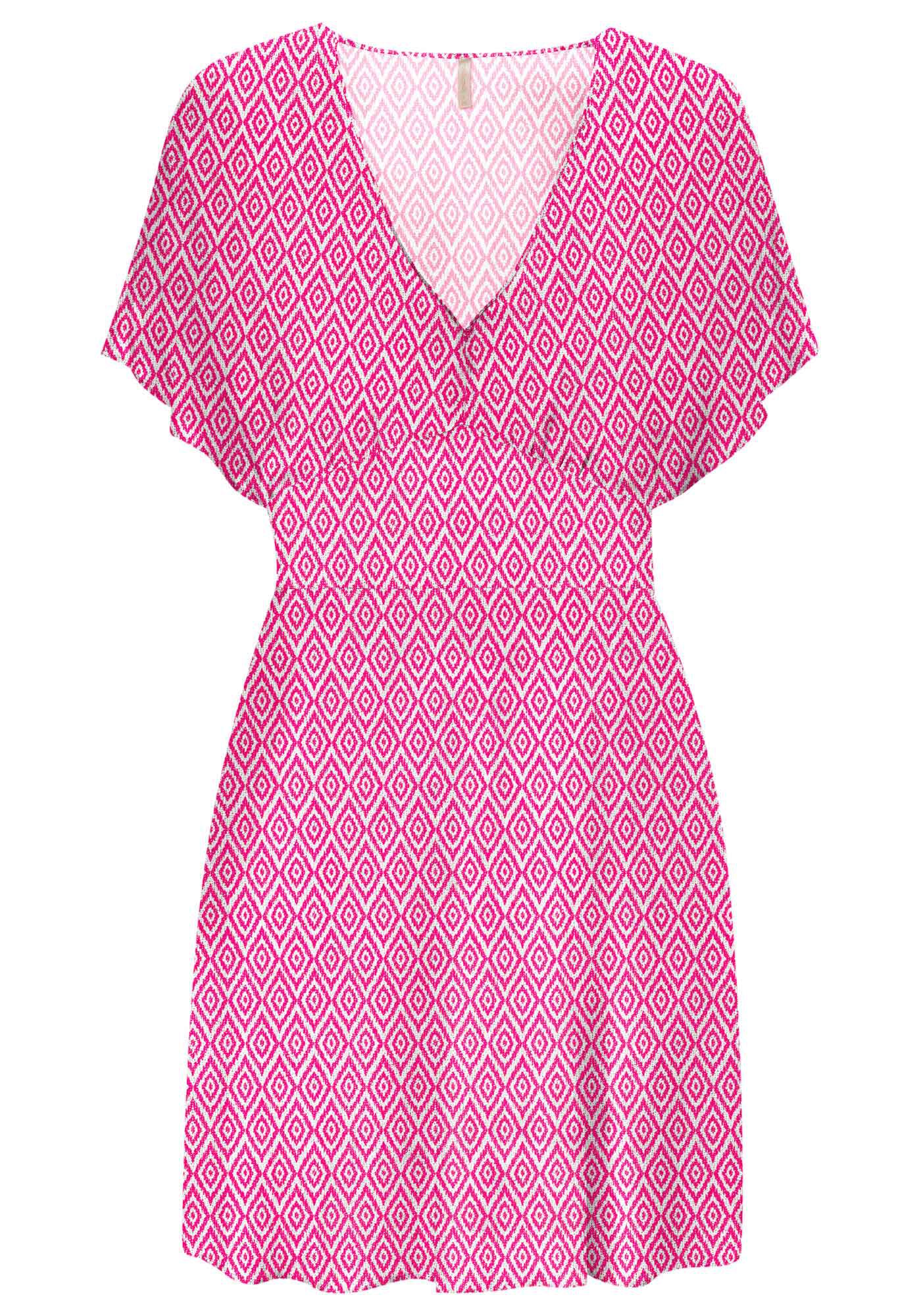 Vestido Curto Estampado com Recorte Cintura, , large.