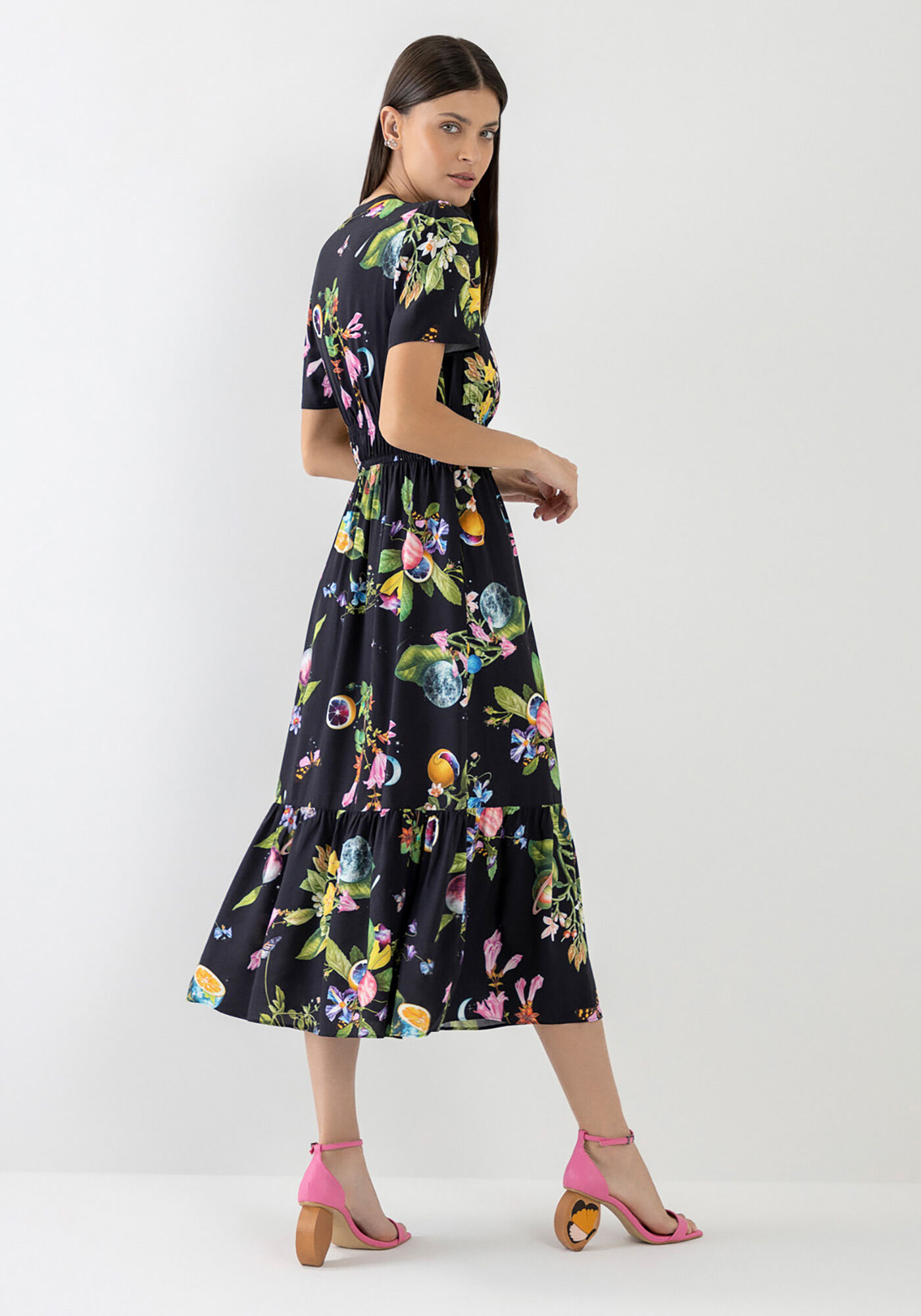 Vestido Midi Estampado em Viscose com Bolso, , large.