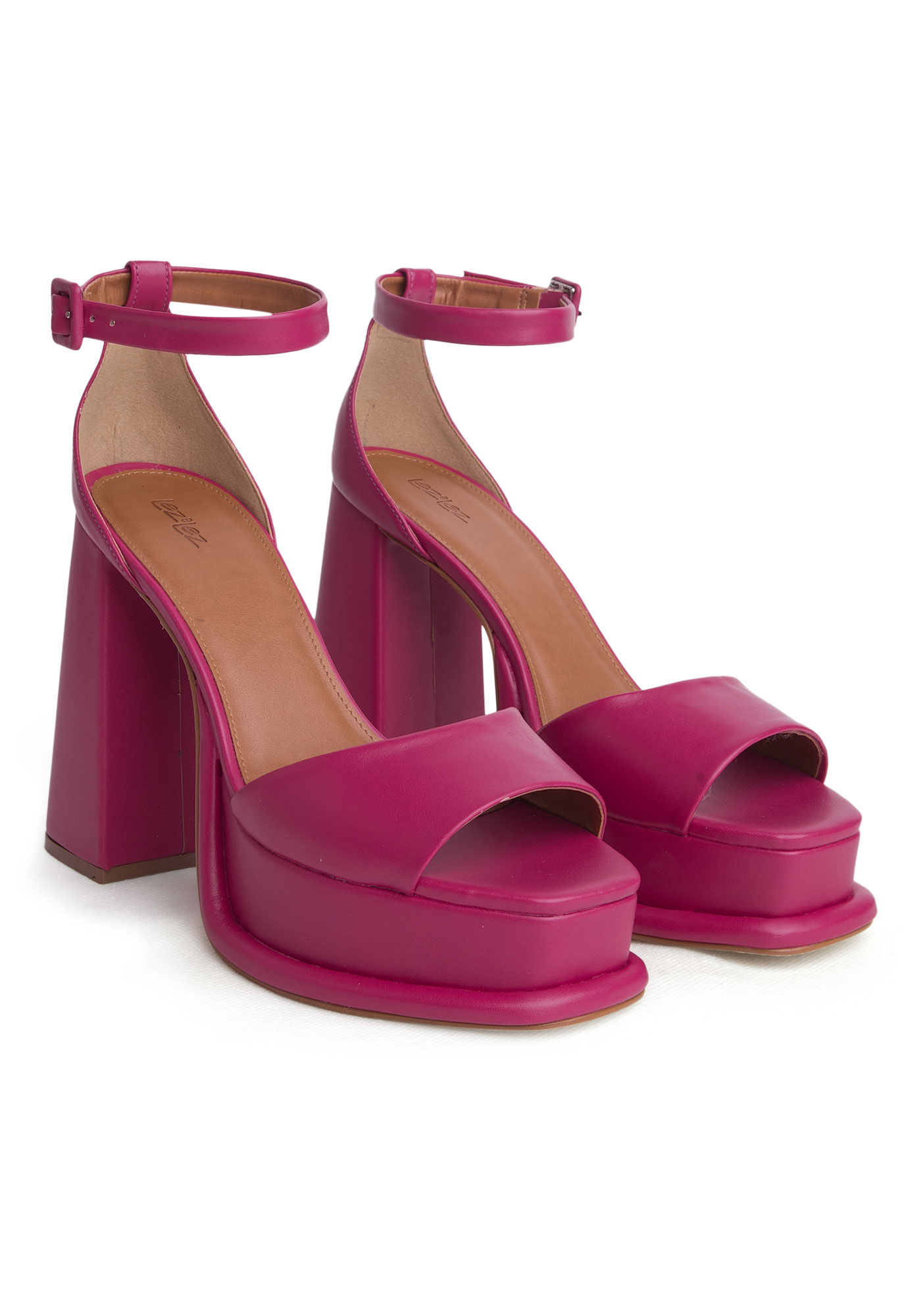 Sand&aacute;lia Meia Pata com Salto Flare, ROSA HIGH PINK, large.