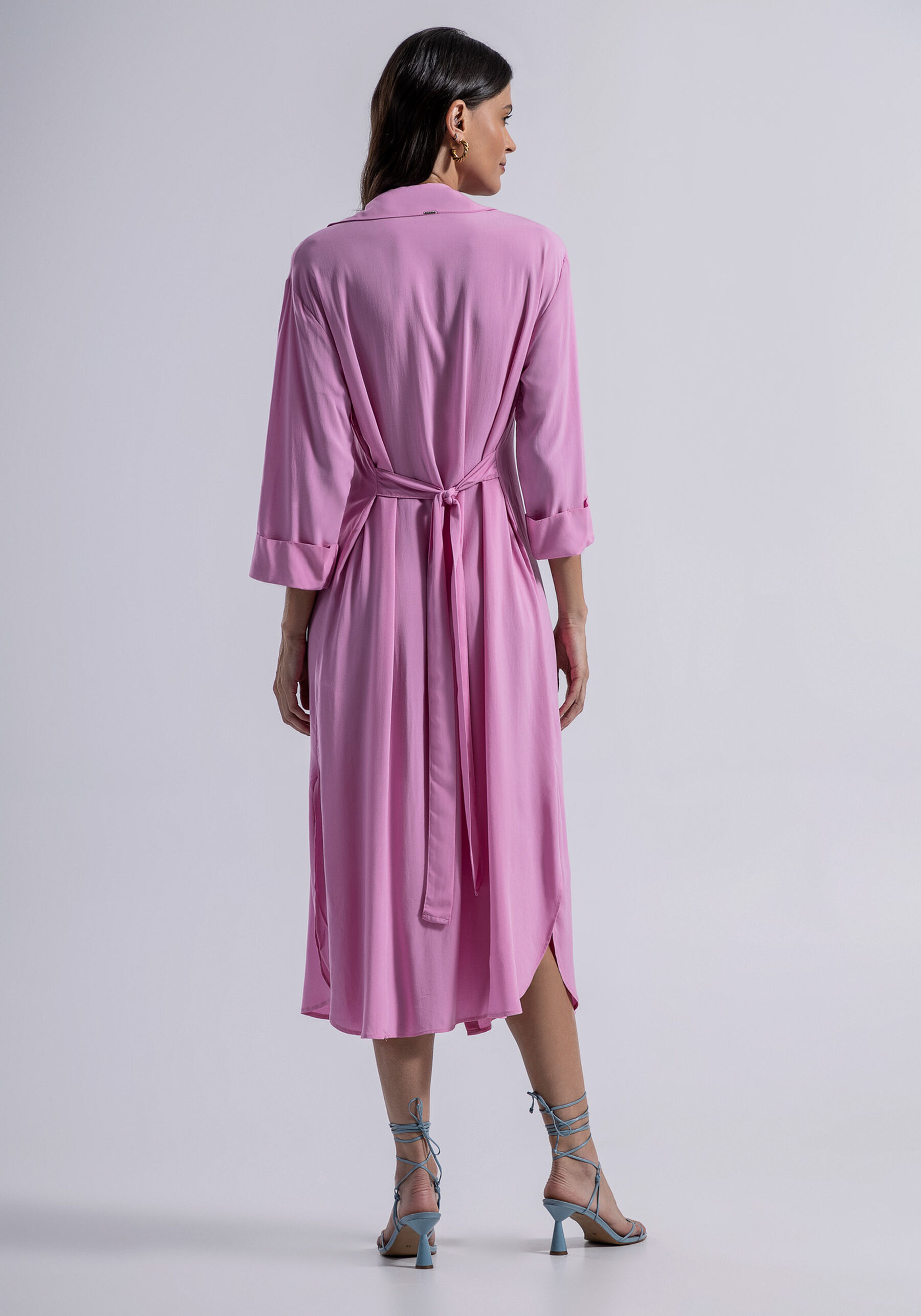 Vestido Midi Saída de Praia em Viscose Chemise, . Vestido Midi Saída de Praia em Viscose Chemise, , large.