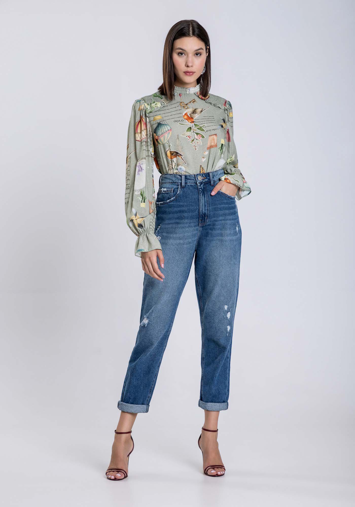 Blusa Manga Longa com Lastex Ombros, , large.