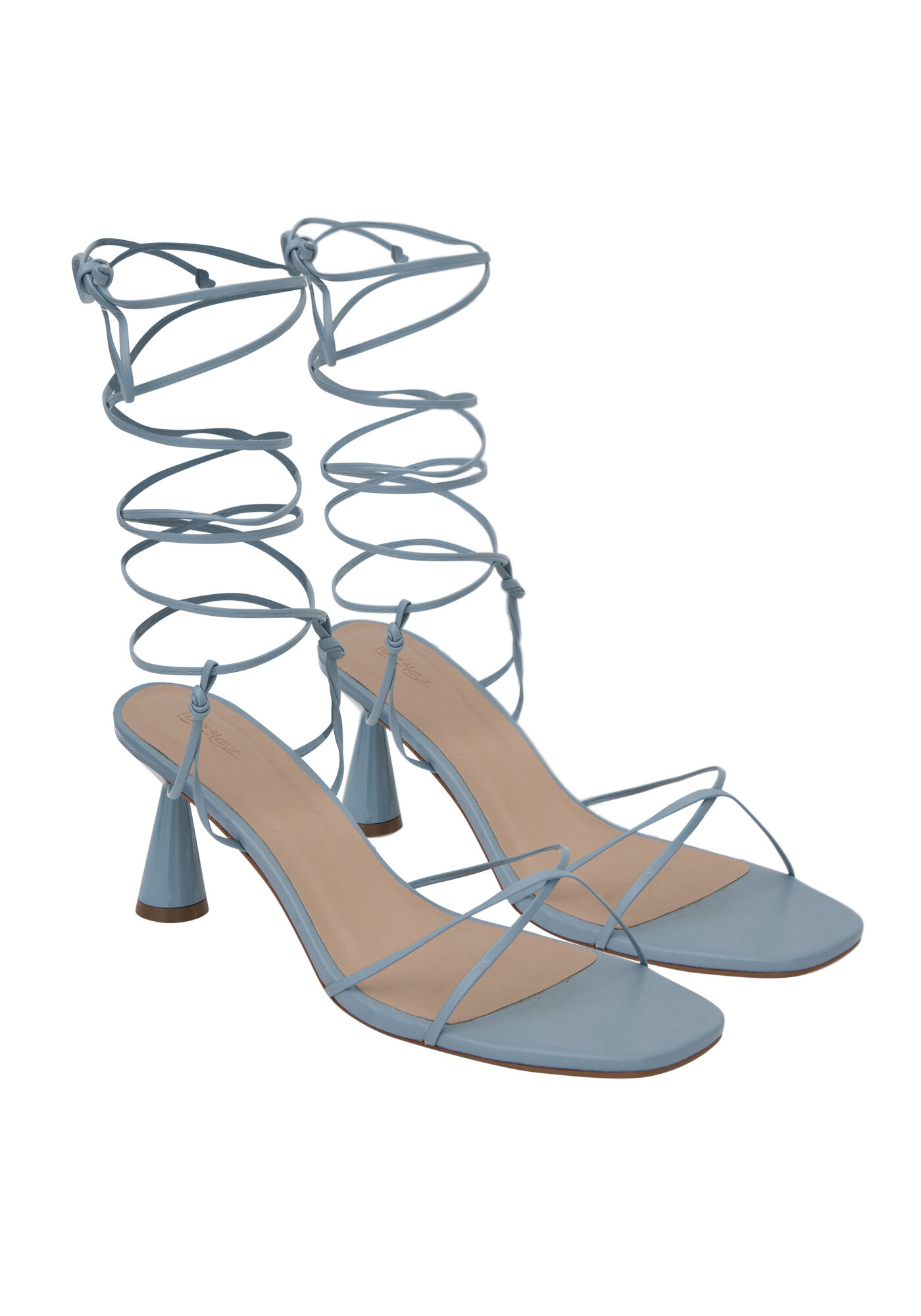 Sand&aacute;lia em Couro com Salto Geom&eacute;trico, , large.