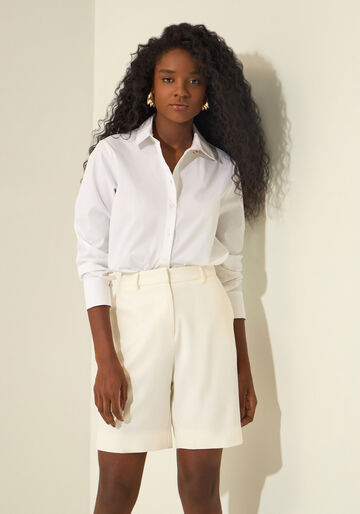 Bermuda De Cintura Alta Com Bolsos, BRANCO OFF WHITE. Bermuda De Cintura Alta Com Bolsos, BRANCO OFF WHITE, large.