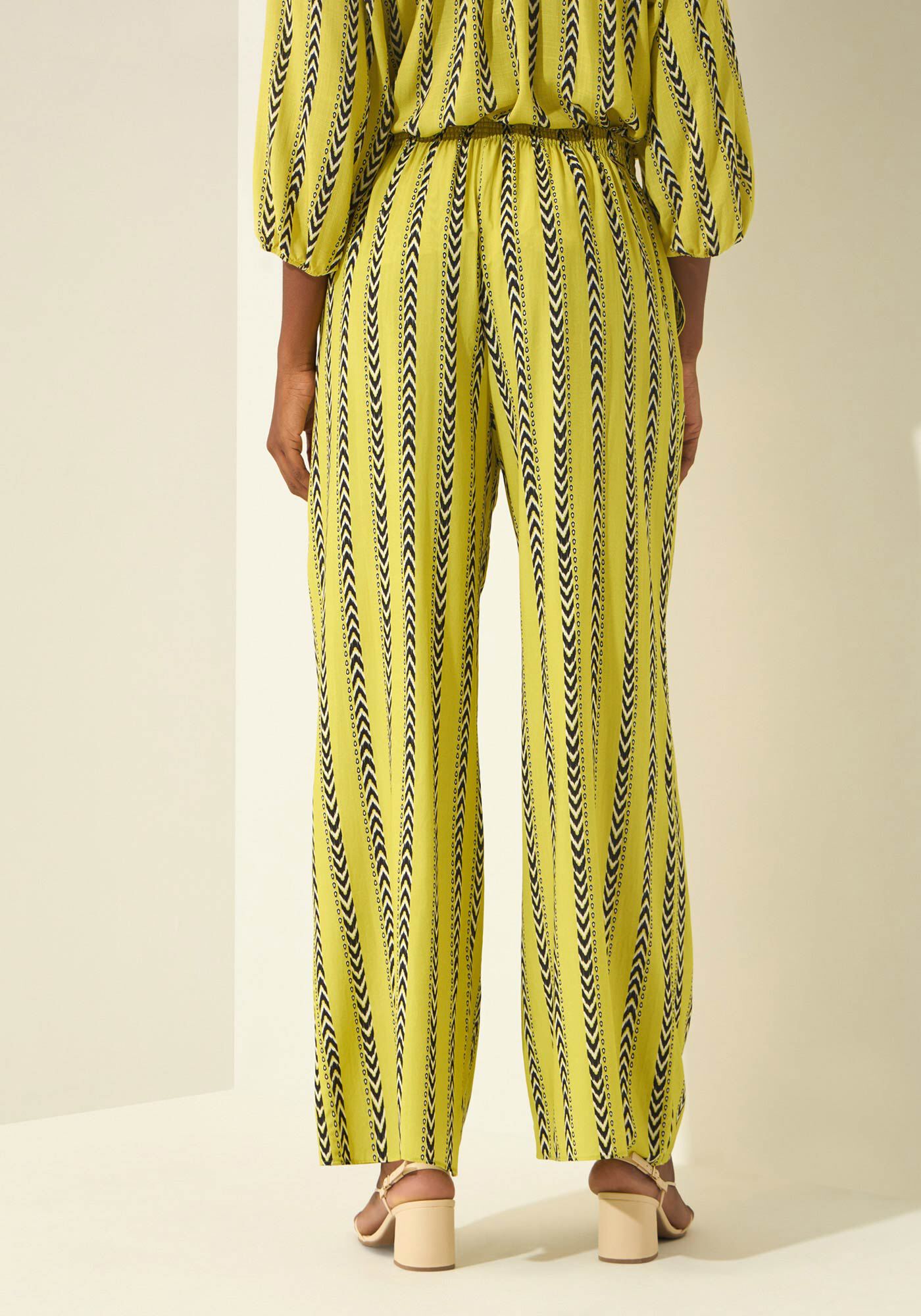 Cal&ccedil;a Pantalona Estampada De Cintura Alta, VIELAS VERDE, large.