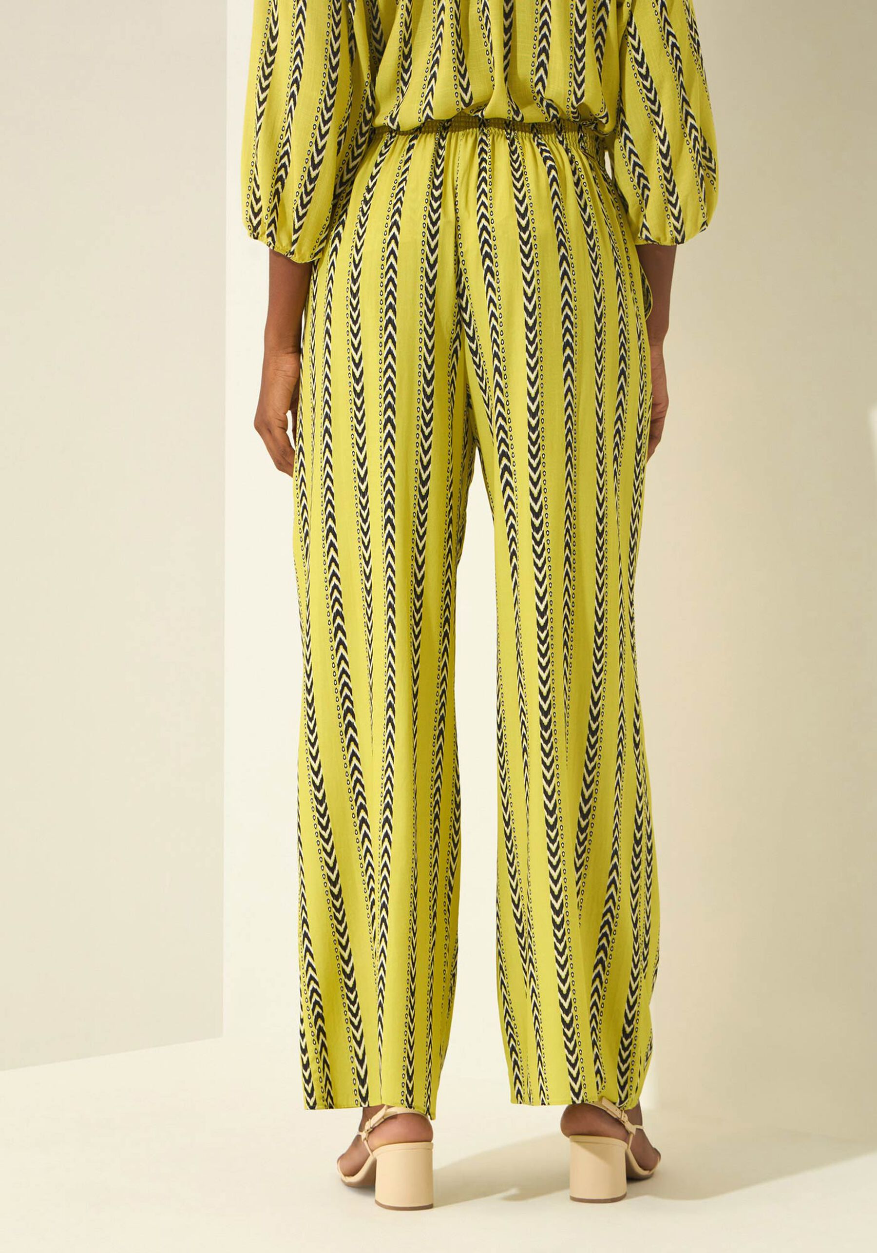 Calça Pantalona Estampada De Cintura Alta, VIELAS VERDE. Calça Pantalona Estampada De Cintura Alta, VIELAS VERDE, large.