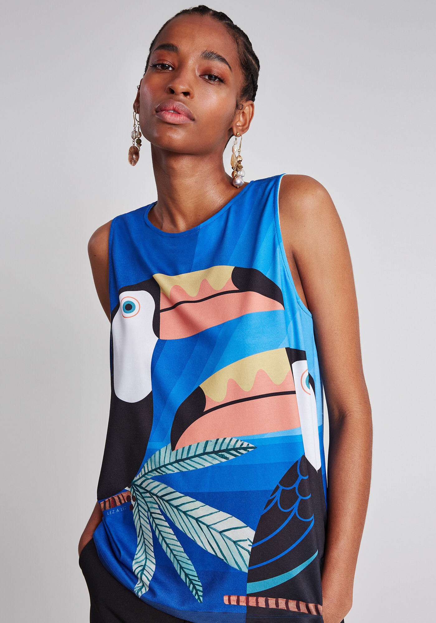 Blusa sem Mangas Estampa, , large.