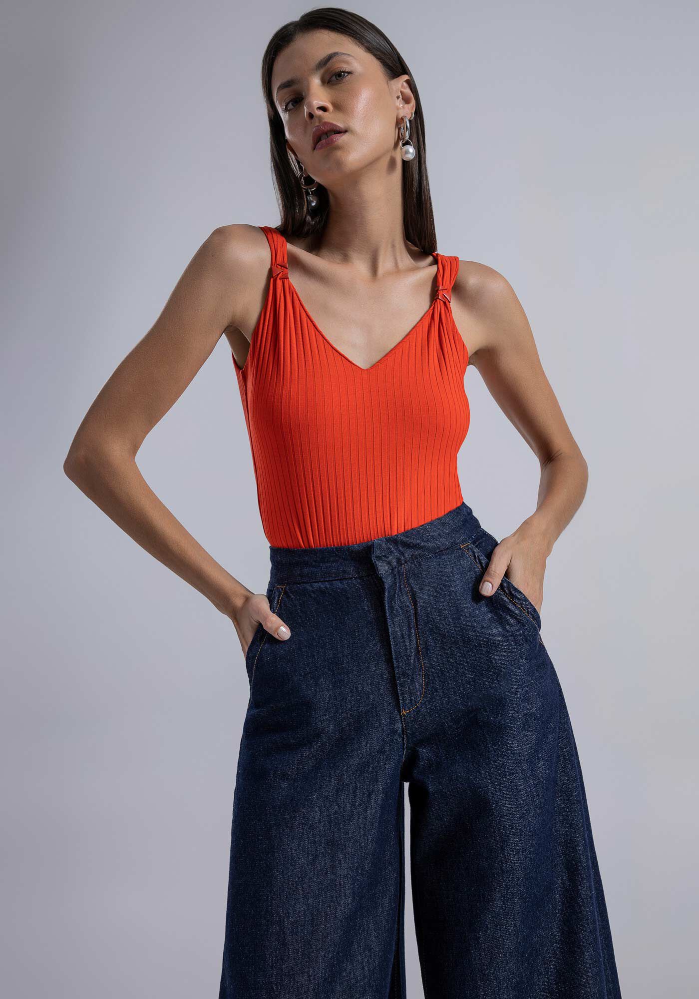 Body com Al&ccedil;as Canelado Decote V, , large.