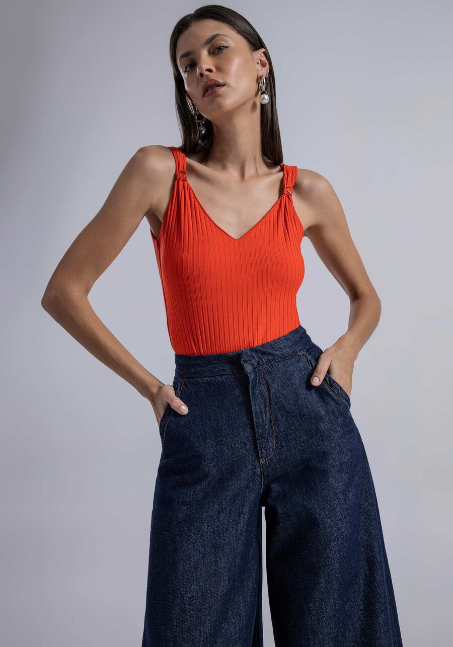 Body com Alças Canelado Decote V, . Body com Alças Canelado Decote V, , large.