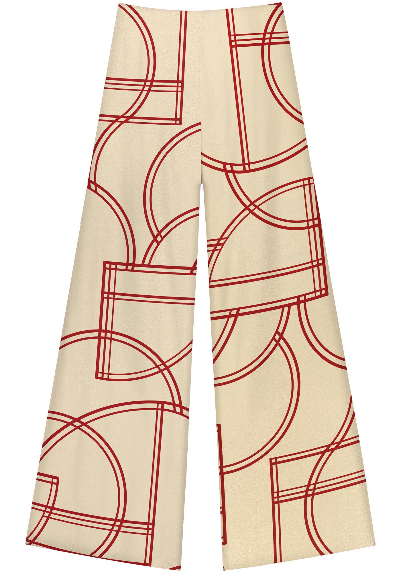 Cal&ccedil;a Pantalona Estampada Em Crepe De Alfaiataria, , large.