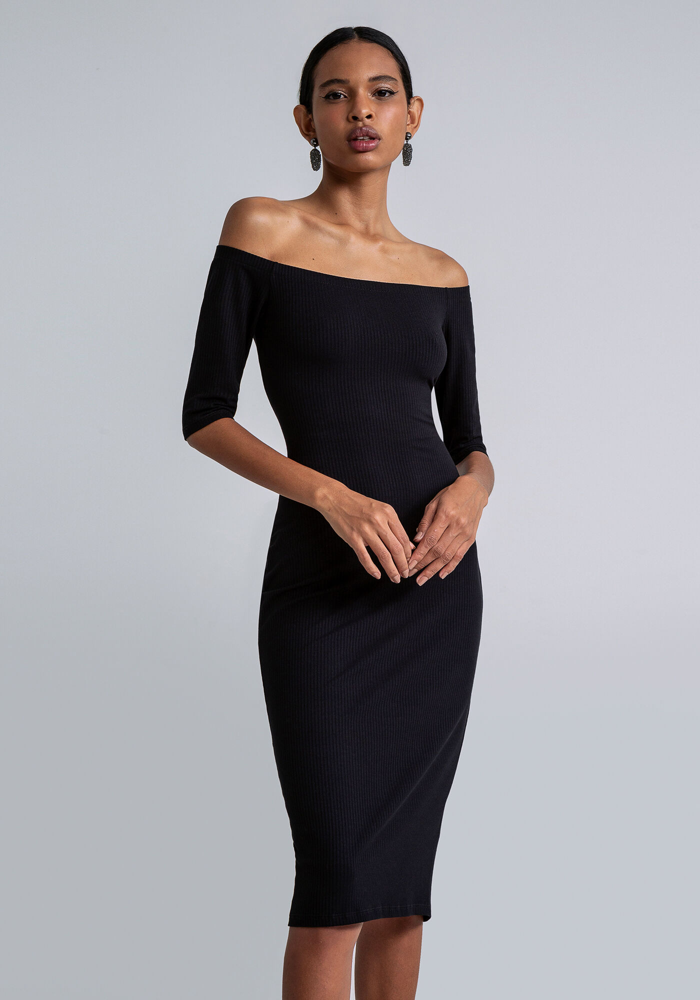 Vestido Ombro a Ombro Midi com Top Lez a Lez