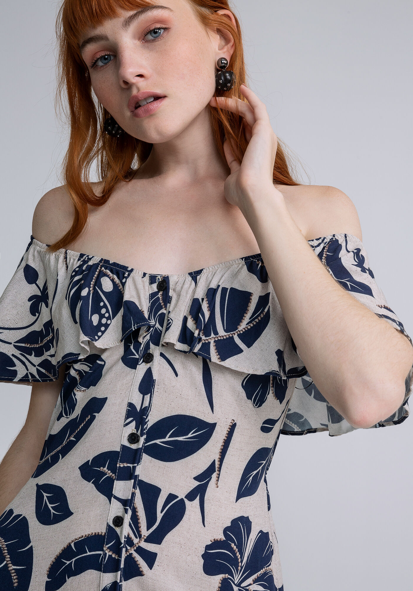 Vestido Midi Babado Faixa Estampa, , large.