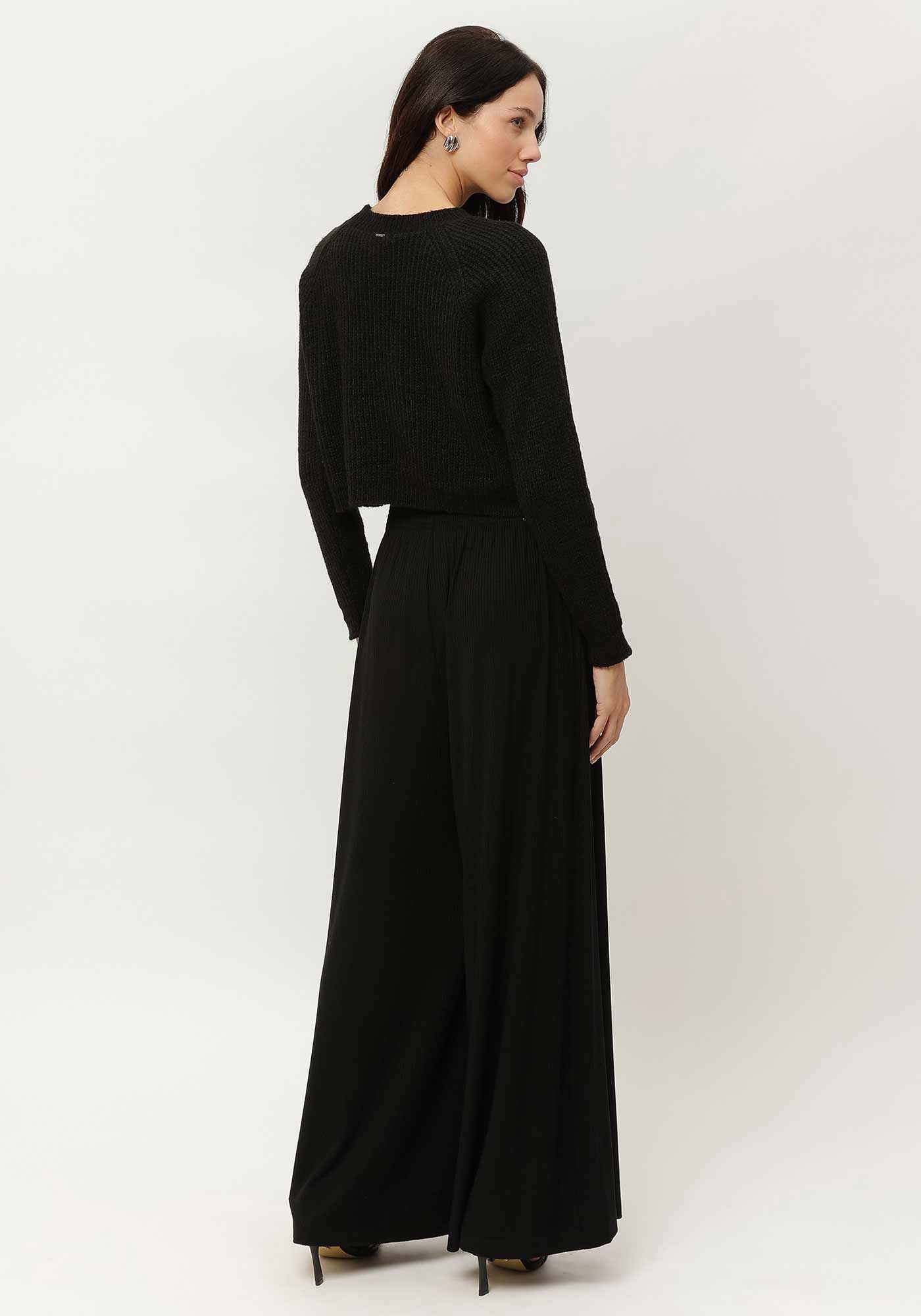 Blus&atilde;o Manga Longa em Tric&ocirc; Cropped, , large.