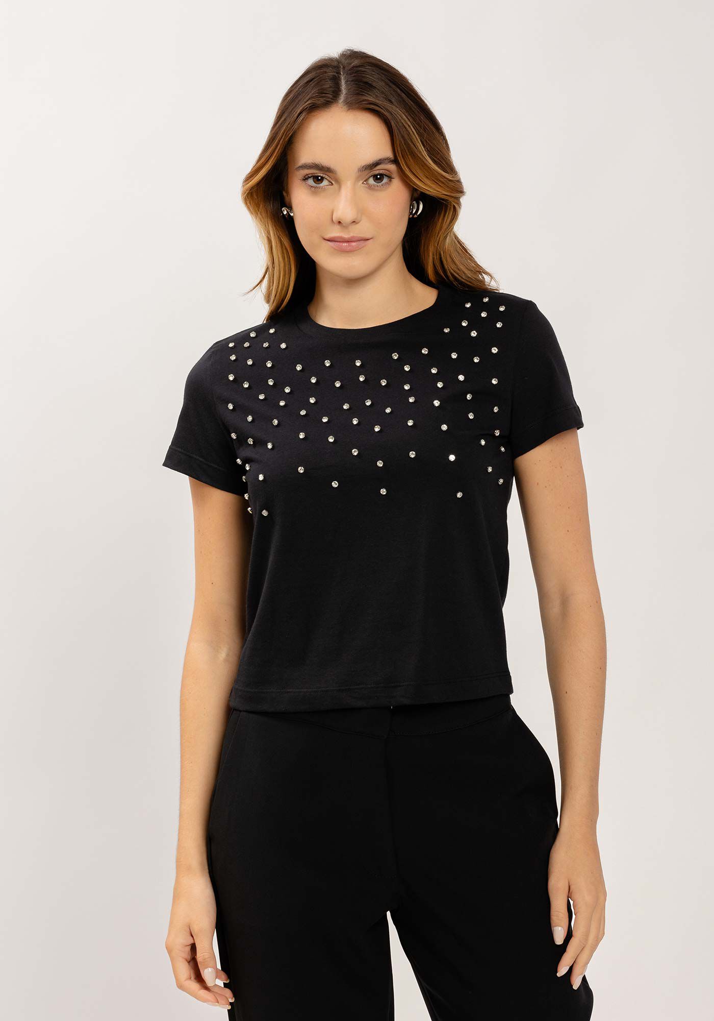 T-shirt em Malha Prime com M&aacute;xi Strass, , large.